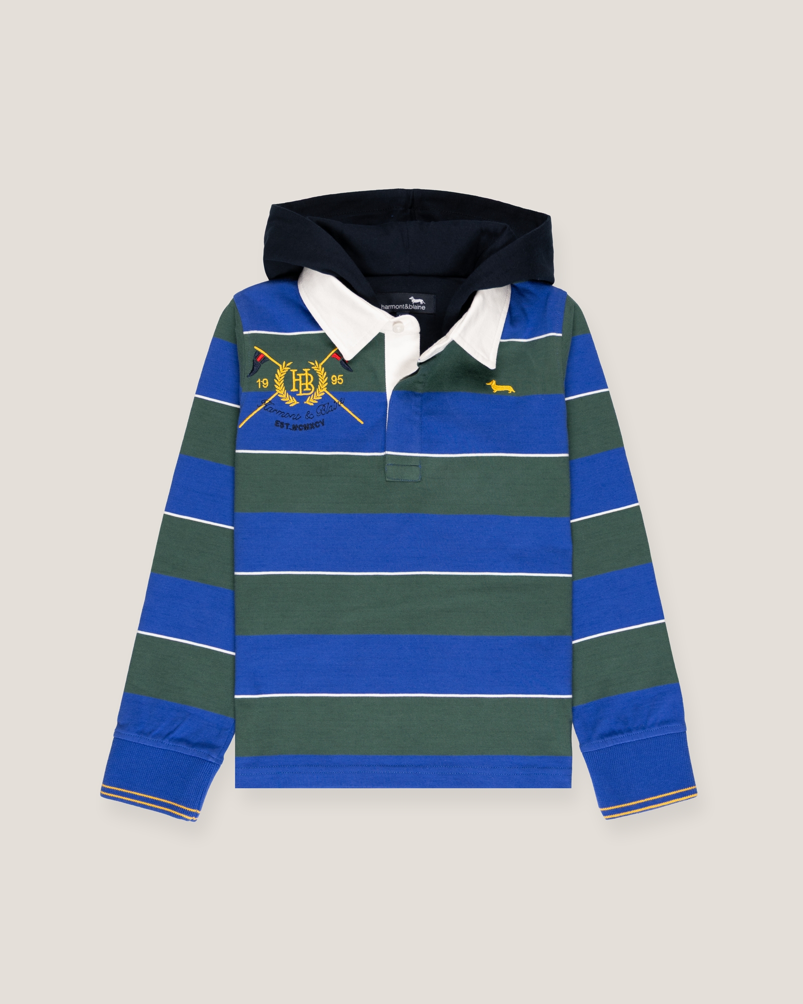 Long-sleeve hooded polo shirt