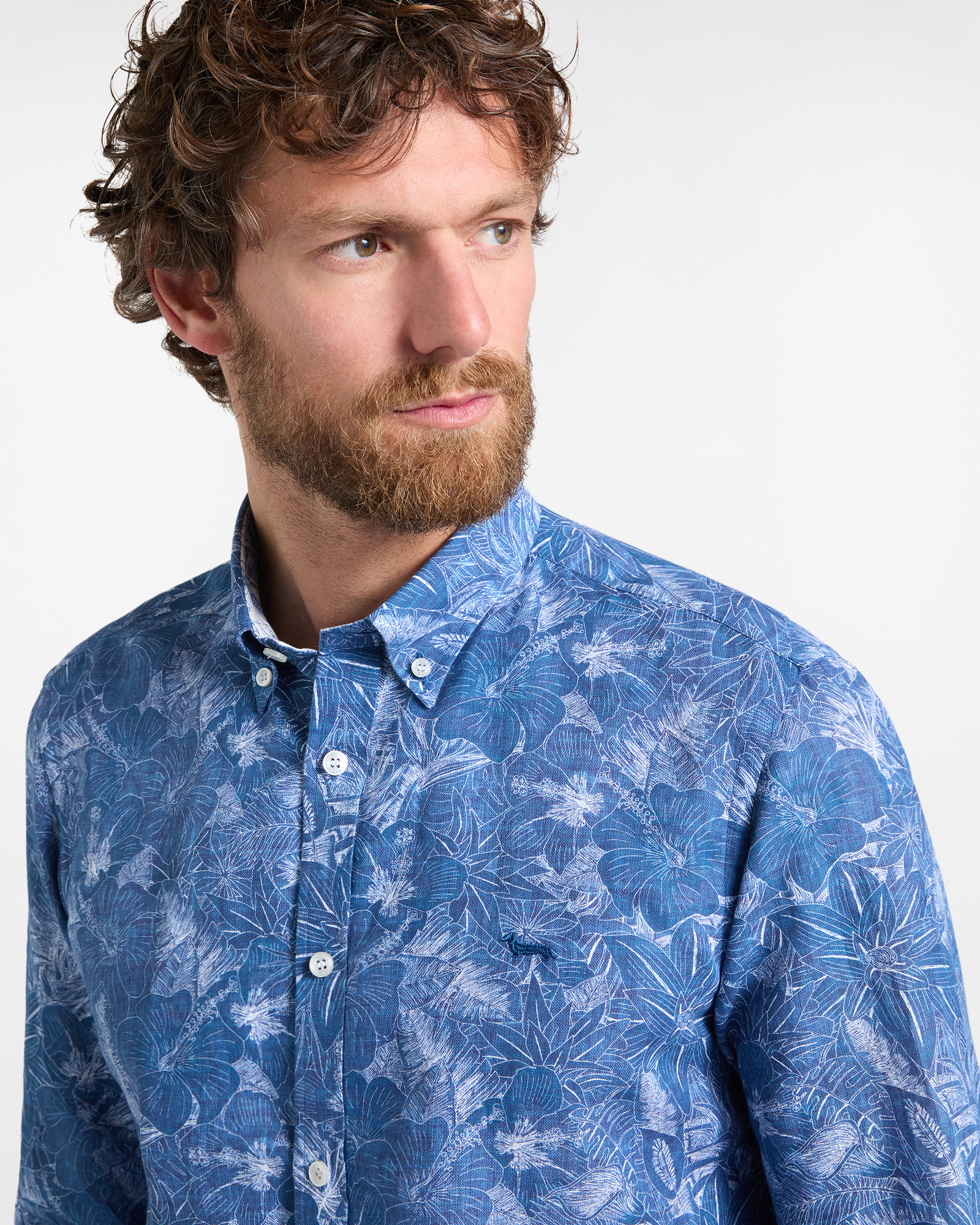 Men's narrow-fit floral print shirt, Light Blue, large image number 2