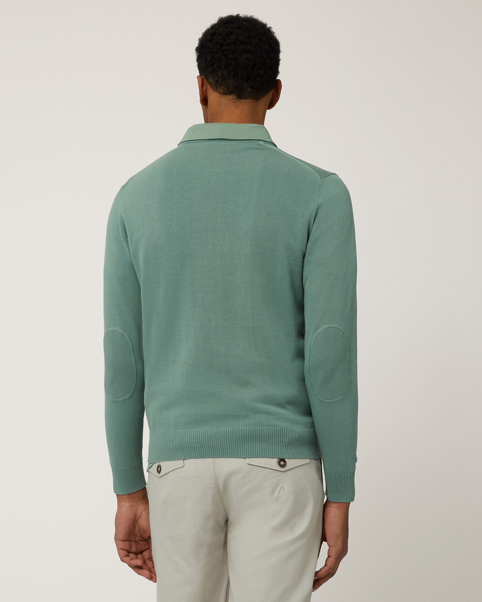 Pullover In Cotone crepe  Con Toppe, Verde Lichene, large image number 1