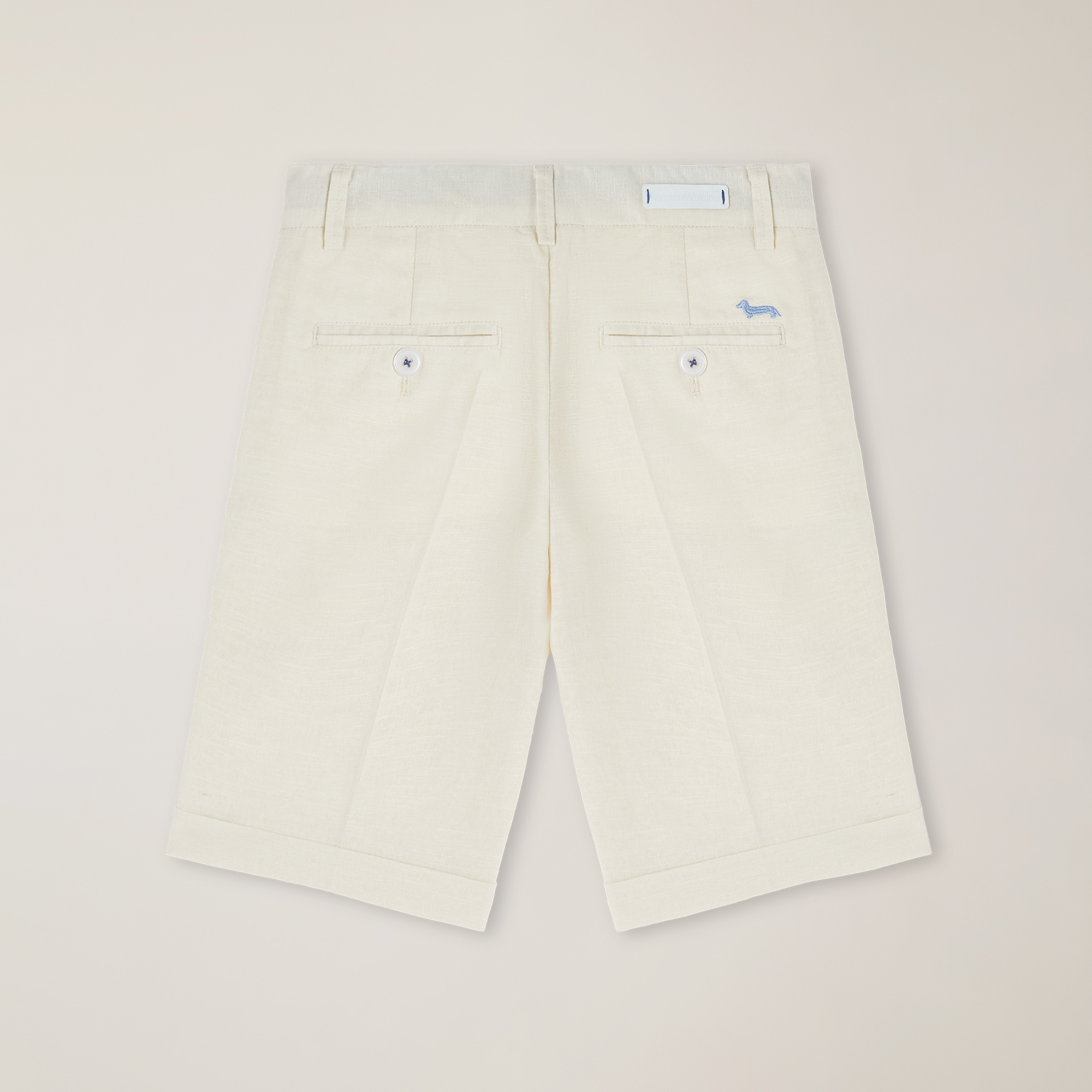 Linen-blend slash pocket Bermuda shorts