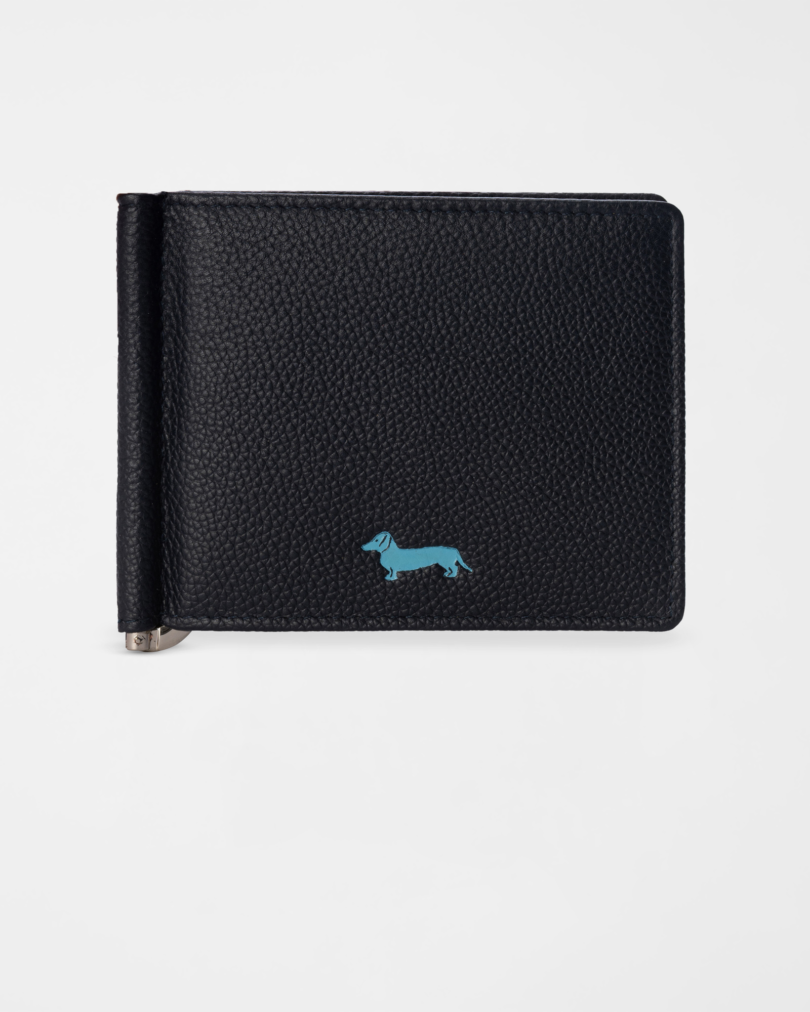 Cartera de hombre con sujetabillones de piel aut&eacute;ntica azul marino