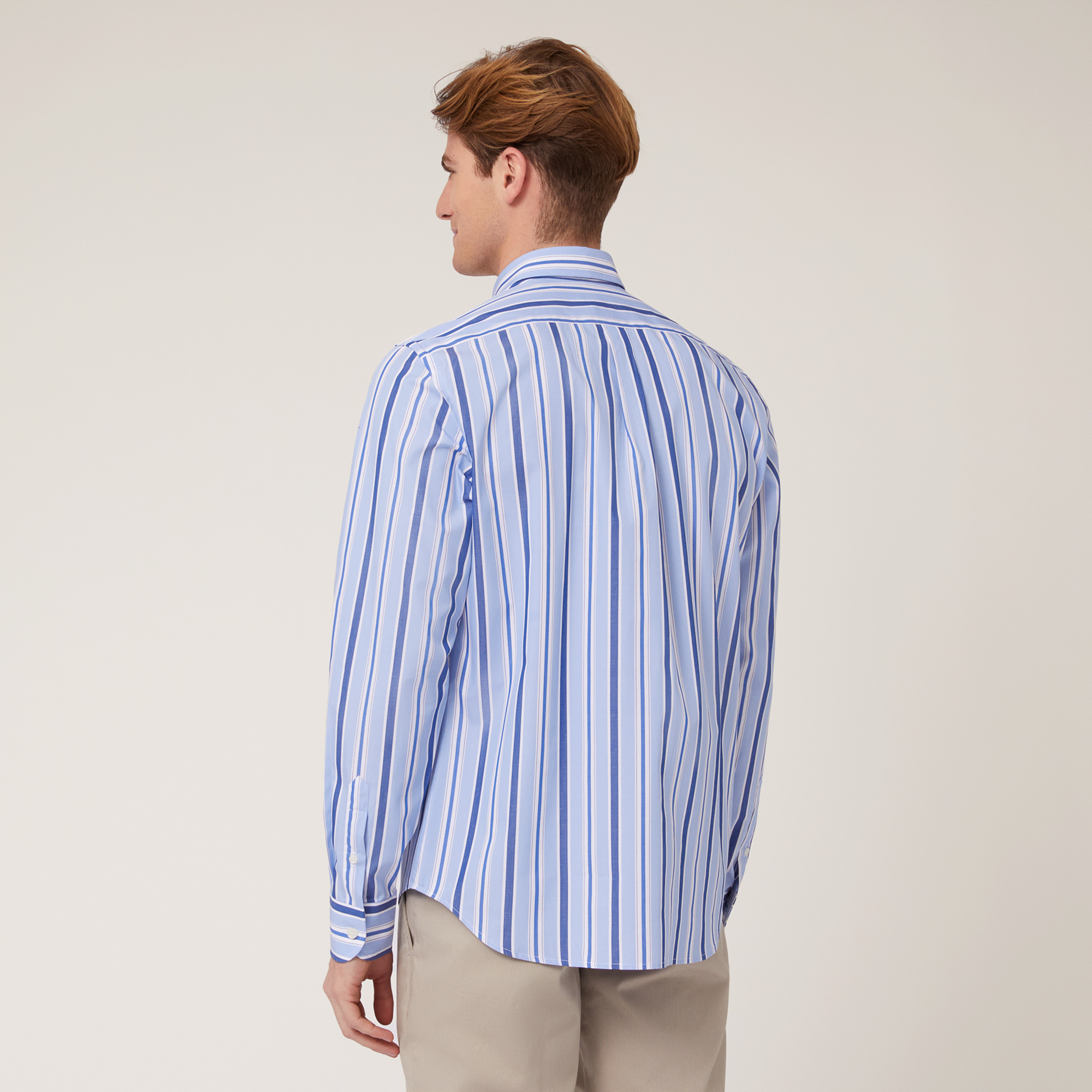 Camicia A Righe In Cotone, Azzurro, large image number 1