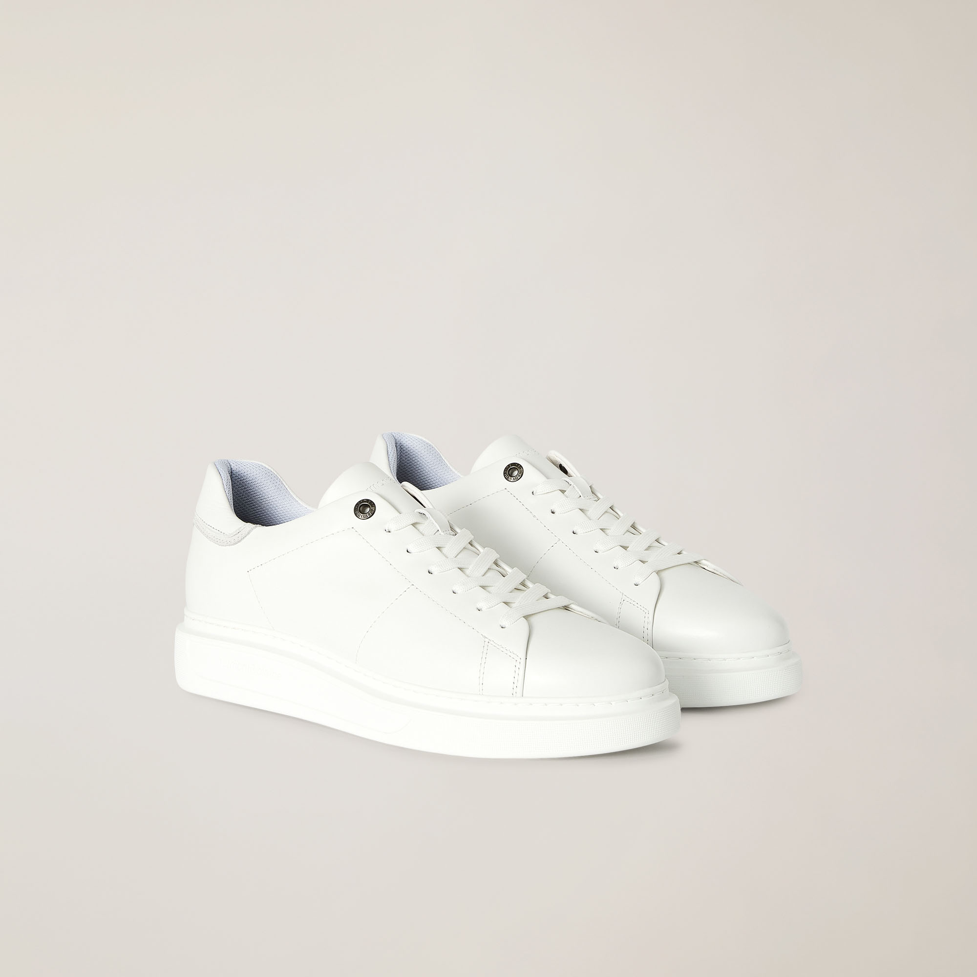 Sneaker In Vera Pelle, Bianco, large image number 1