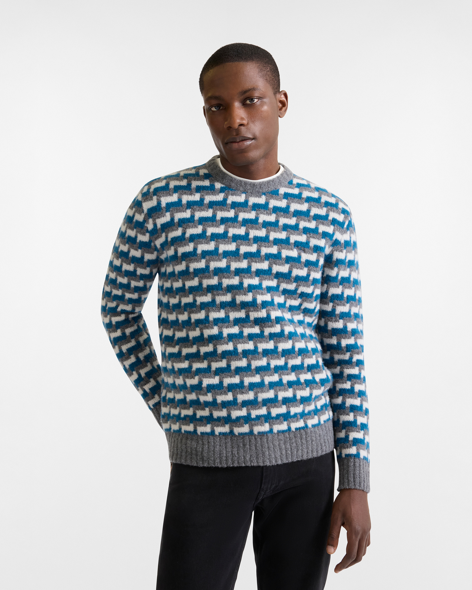Pulóver de Cuello Redondo en Jacquard de Lana
