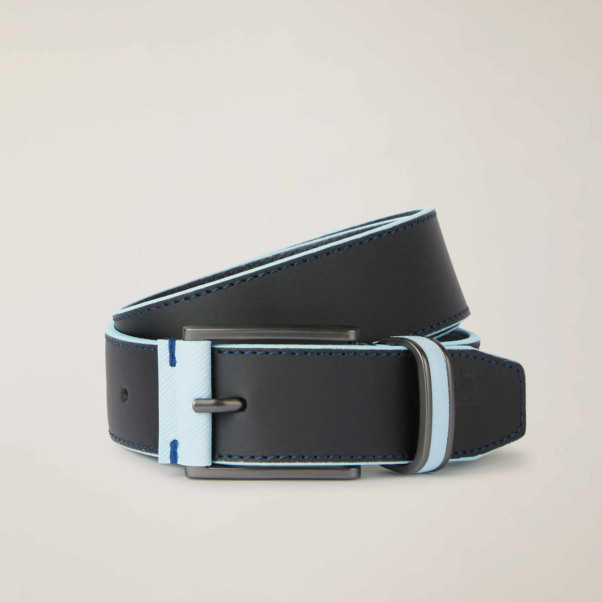 Cintura In Pelle Con Contrasti, Light Blue, large image number 0