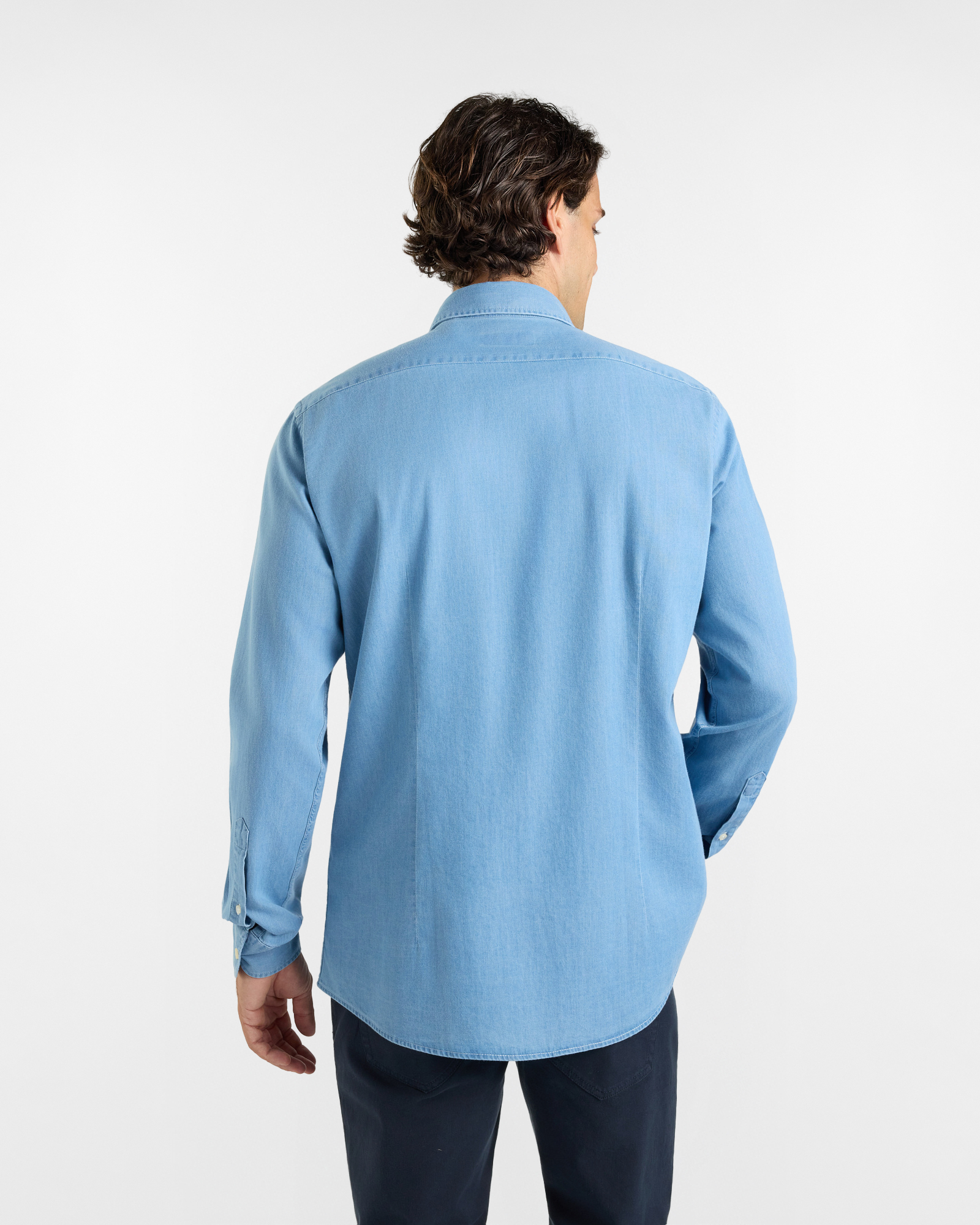 Camicia HBJ Uomo in denim di puro cotone, BLU DENIM, large