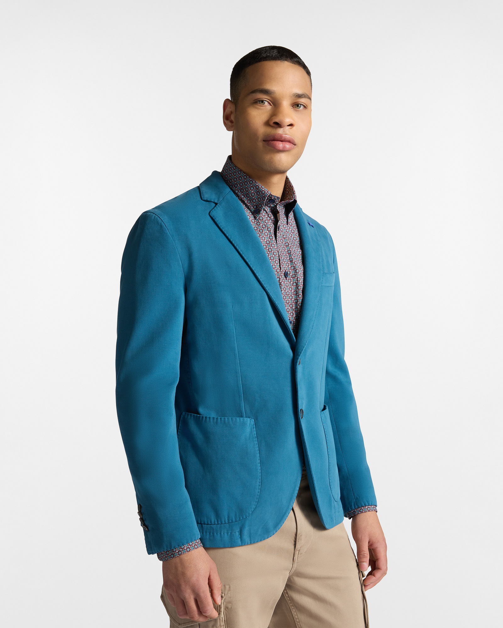Single-Breasted Jacket in Cashmere Blend, Bluette, large