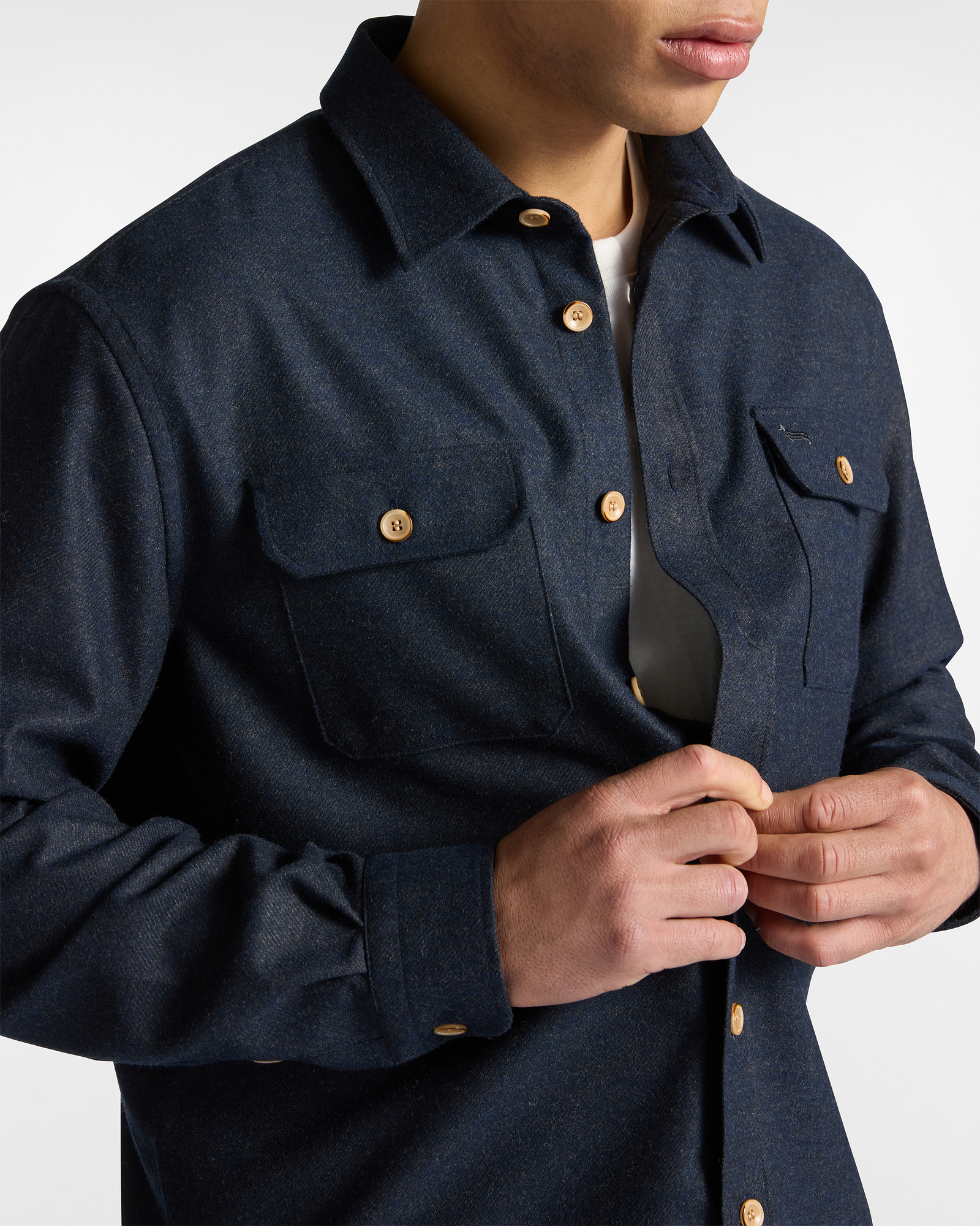 Oversized Flannel Shirt with Patch Pockets, Navy Blue, large image number 2