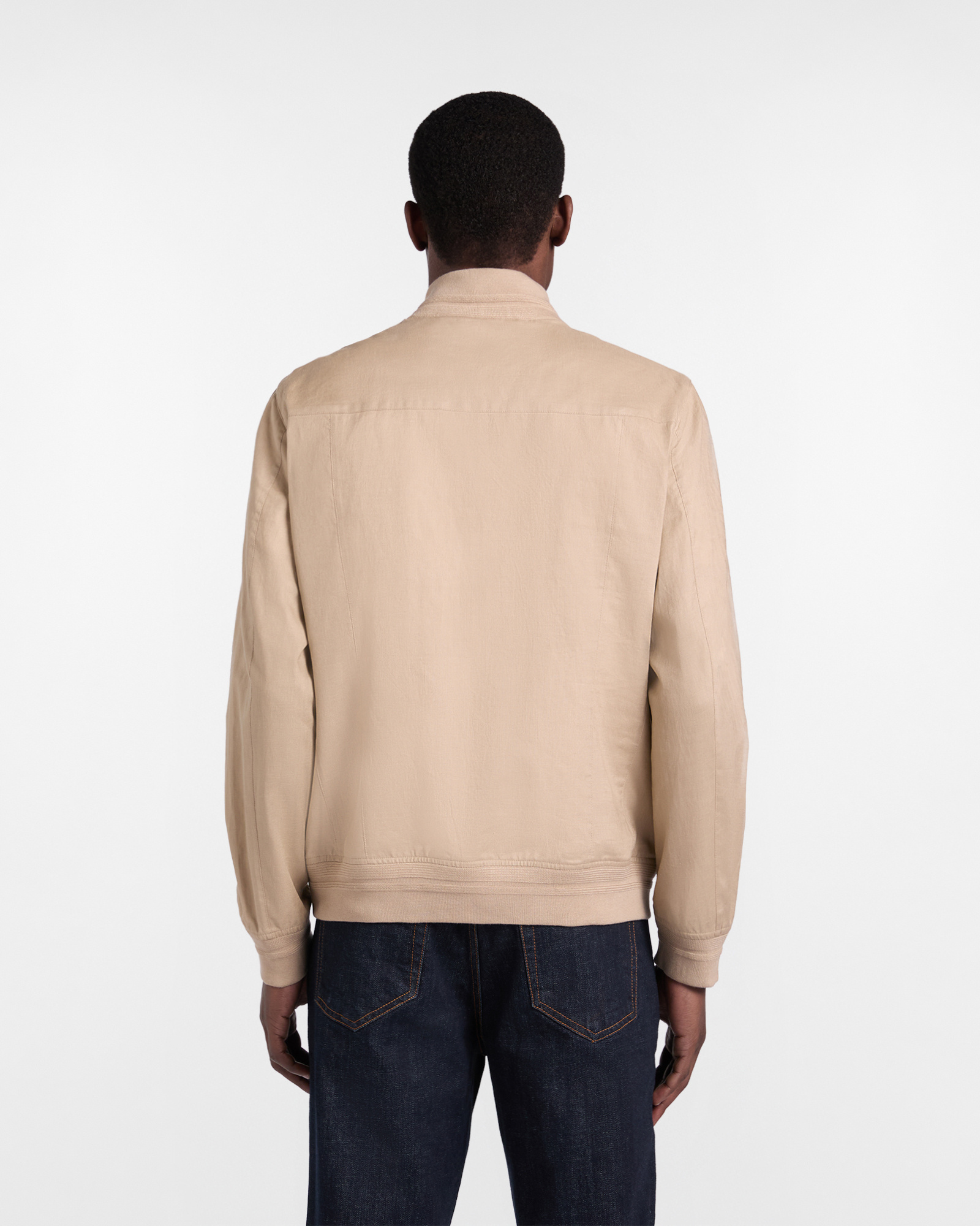 Men's waterproof linen bomber jacket, Beige, large image number 1