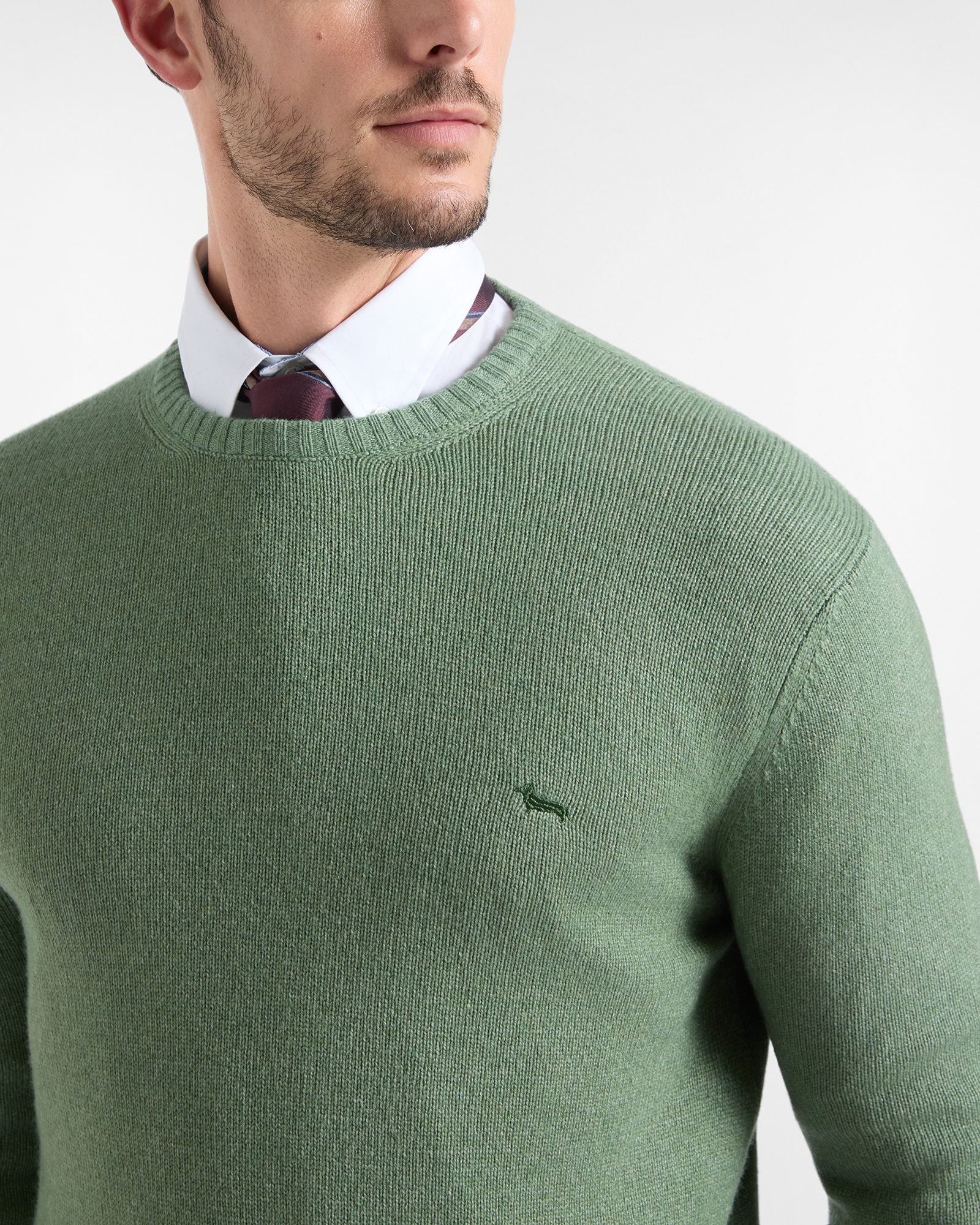 Men's Made in Italy regular fit sweater in wool blend, SPORT GREEN, large