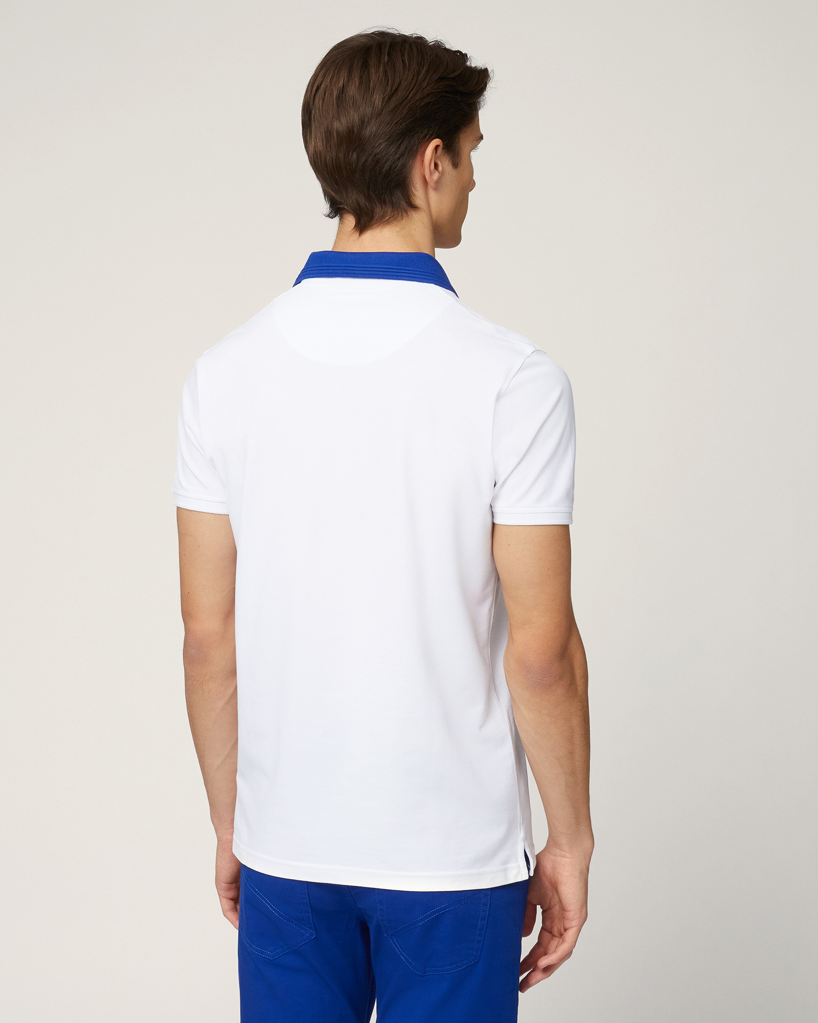 Polo with Contrasting 3D Collar, White, large image number 1