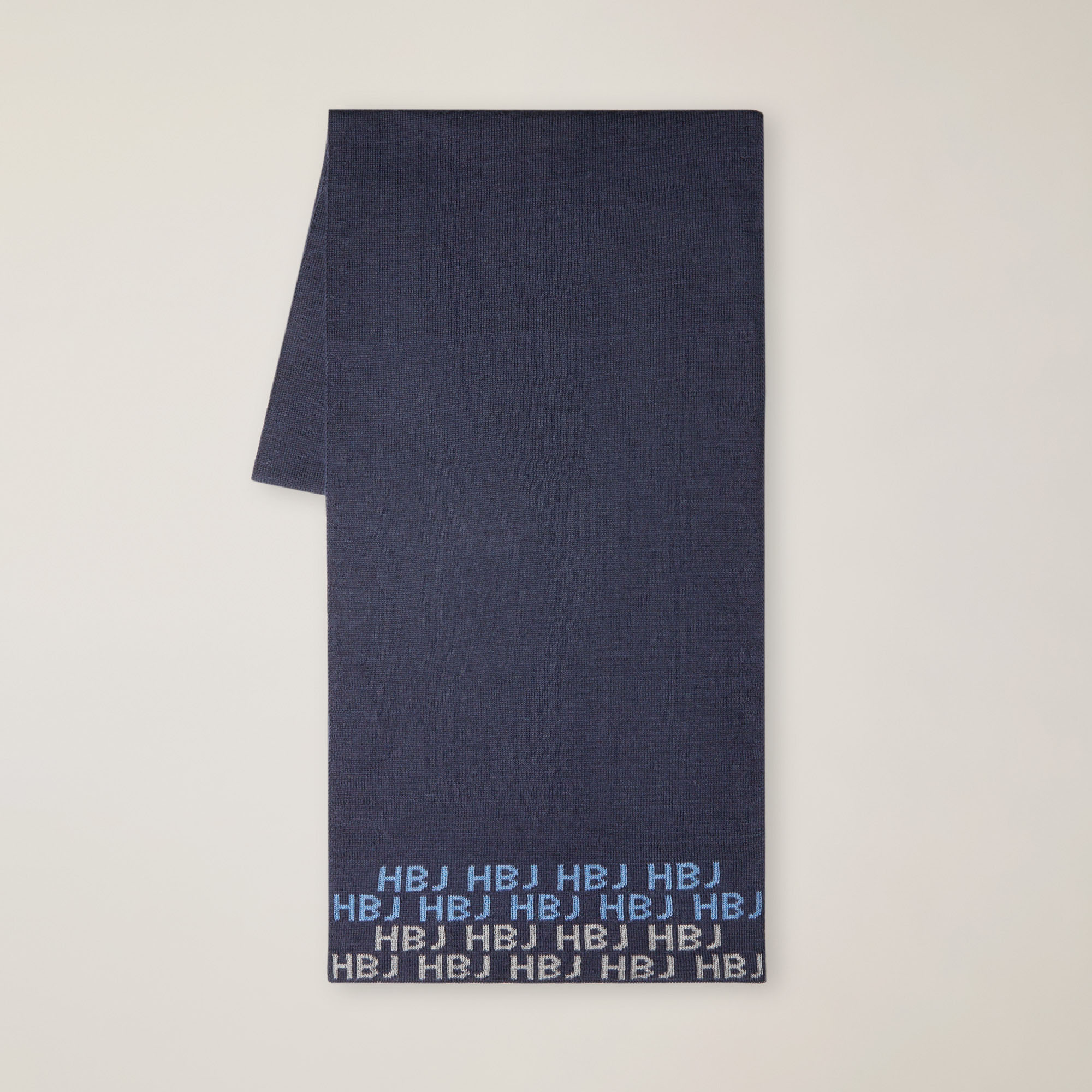 Sciarpa In Misto Lana Con Logo Hbj, Light Blue, large image number 0