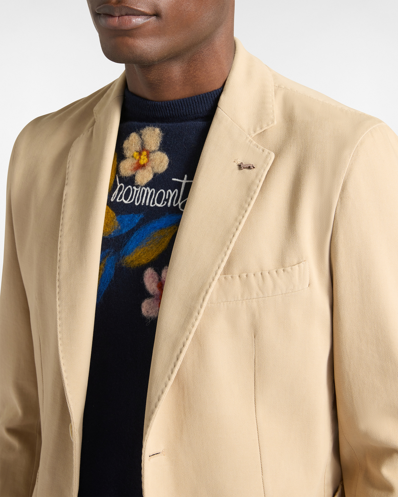 Single-Breasted Jacket in Cashmere Blend, Sand, large image number 2