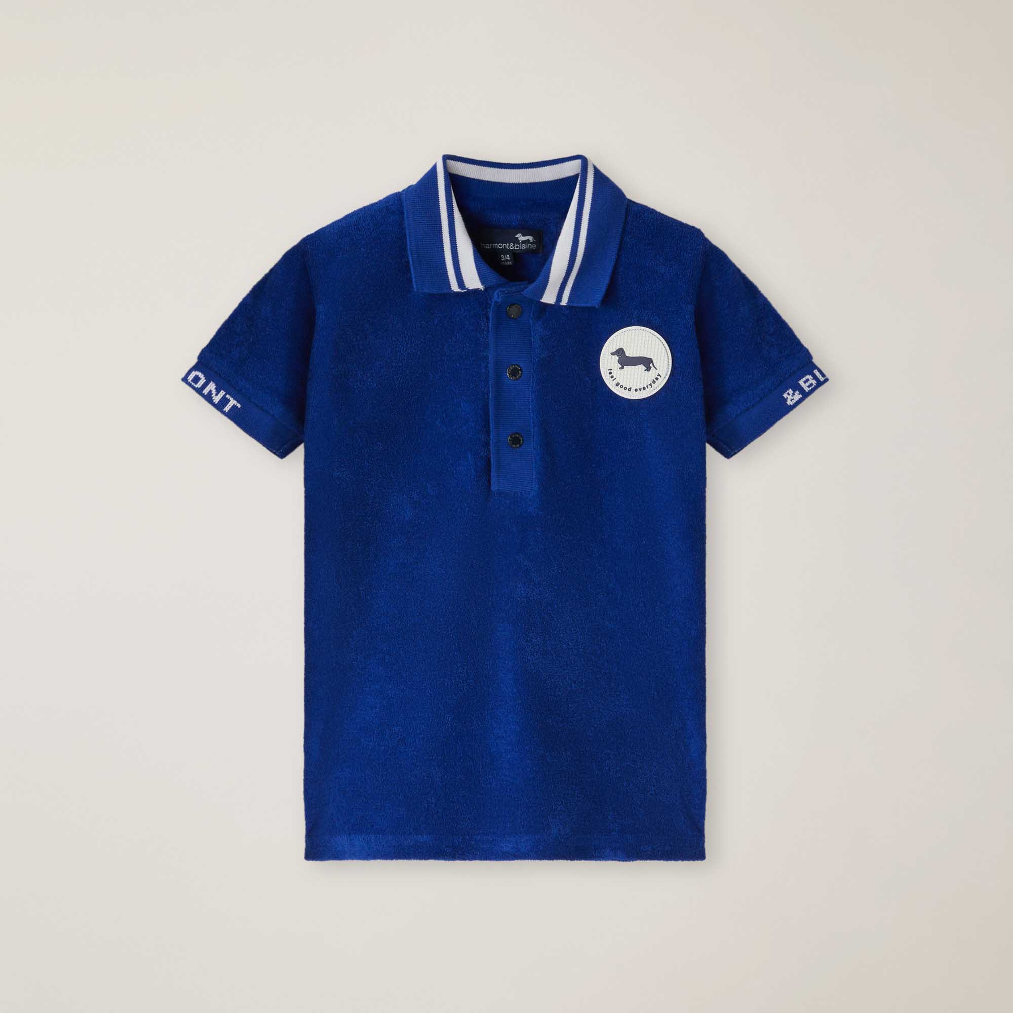 Terry-effect fabric polo, ELECTRIC, large image number 0