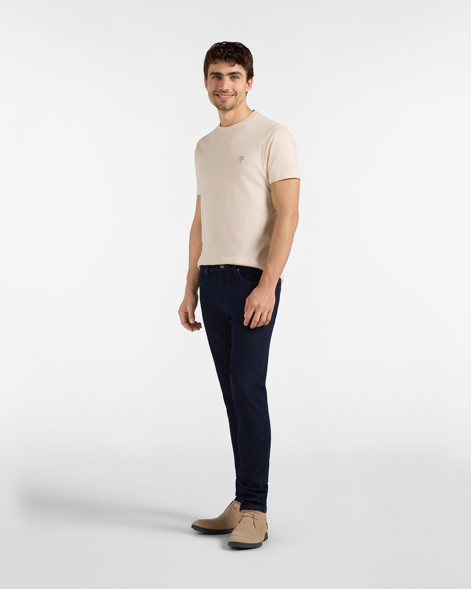 T-shirt HBJ Uomo Narrow Fit in puro cotone, BIANCO, large image number 3