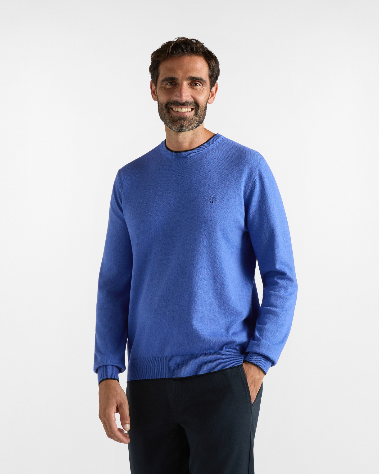Maglia Girocollo HBJ Uomo in misto lana e cashmere, ORTENSIA, large