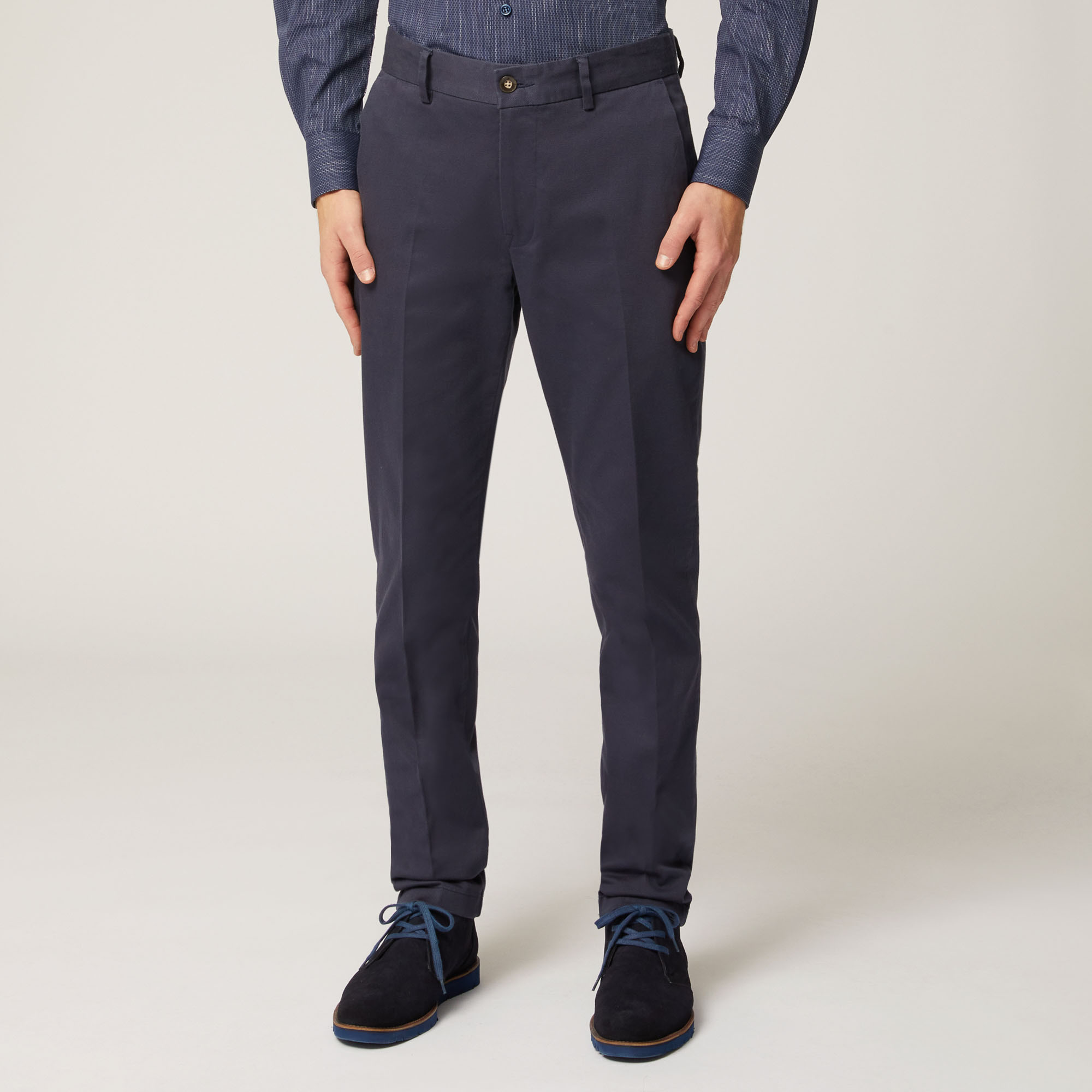 Pantalone Chino Narrow In Cotone Armaturato, Light Blue, large image number 0