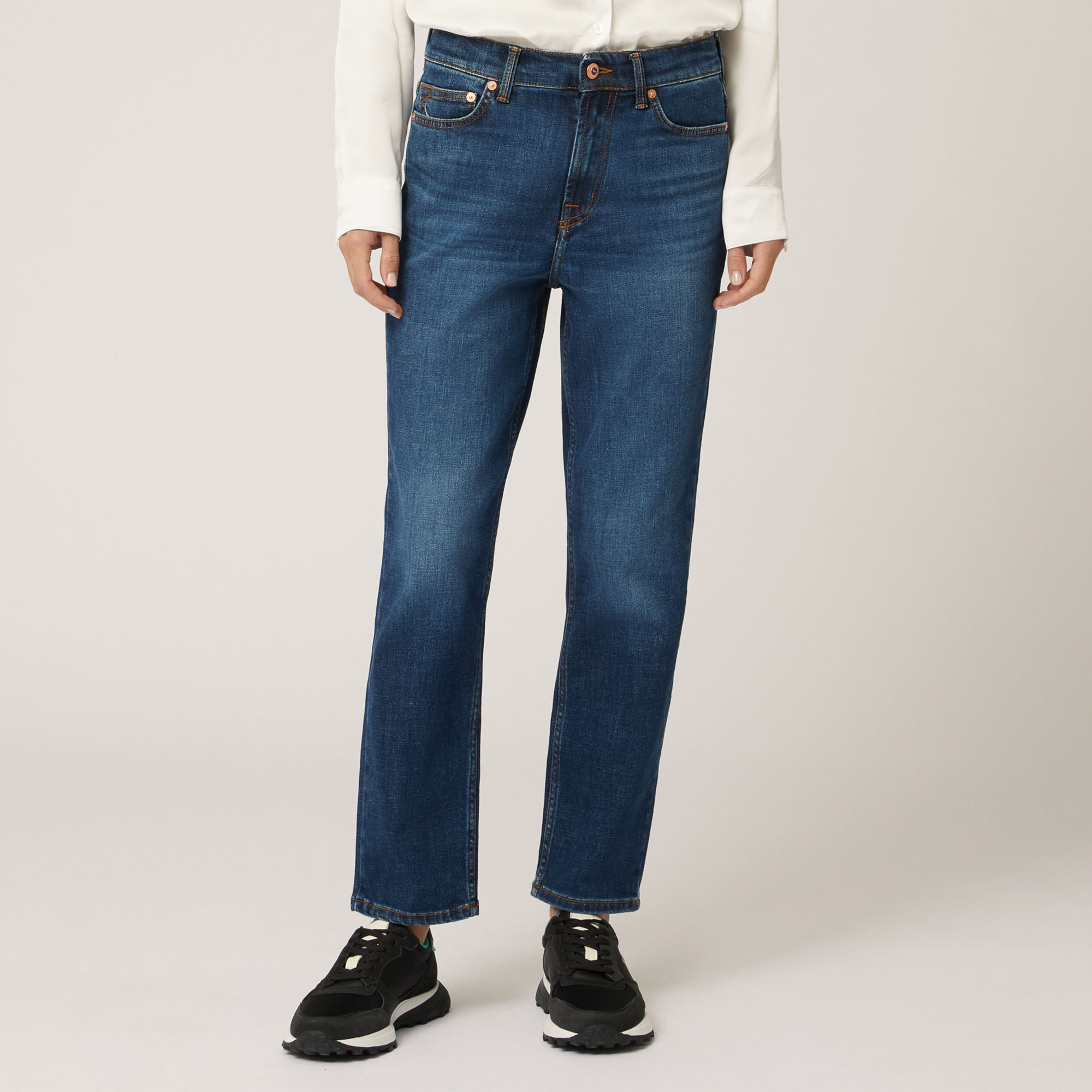 Pantalone Cinque Tasche In Denim Regular Fit, Blu Denim, large image number 0