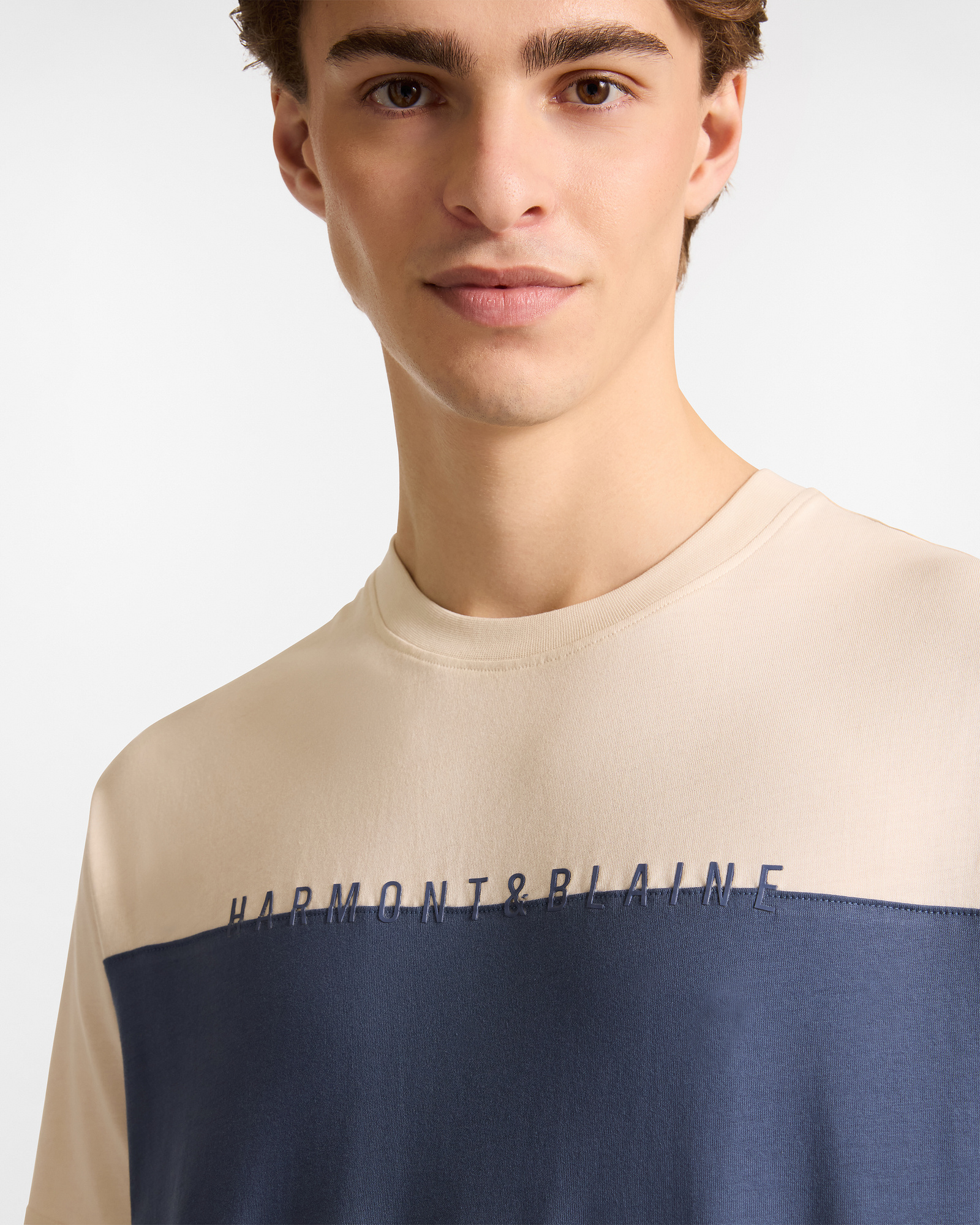 T-Shirt In Jersey Color Block, Beige, large image number 2