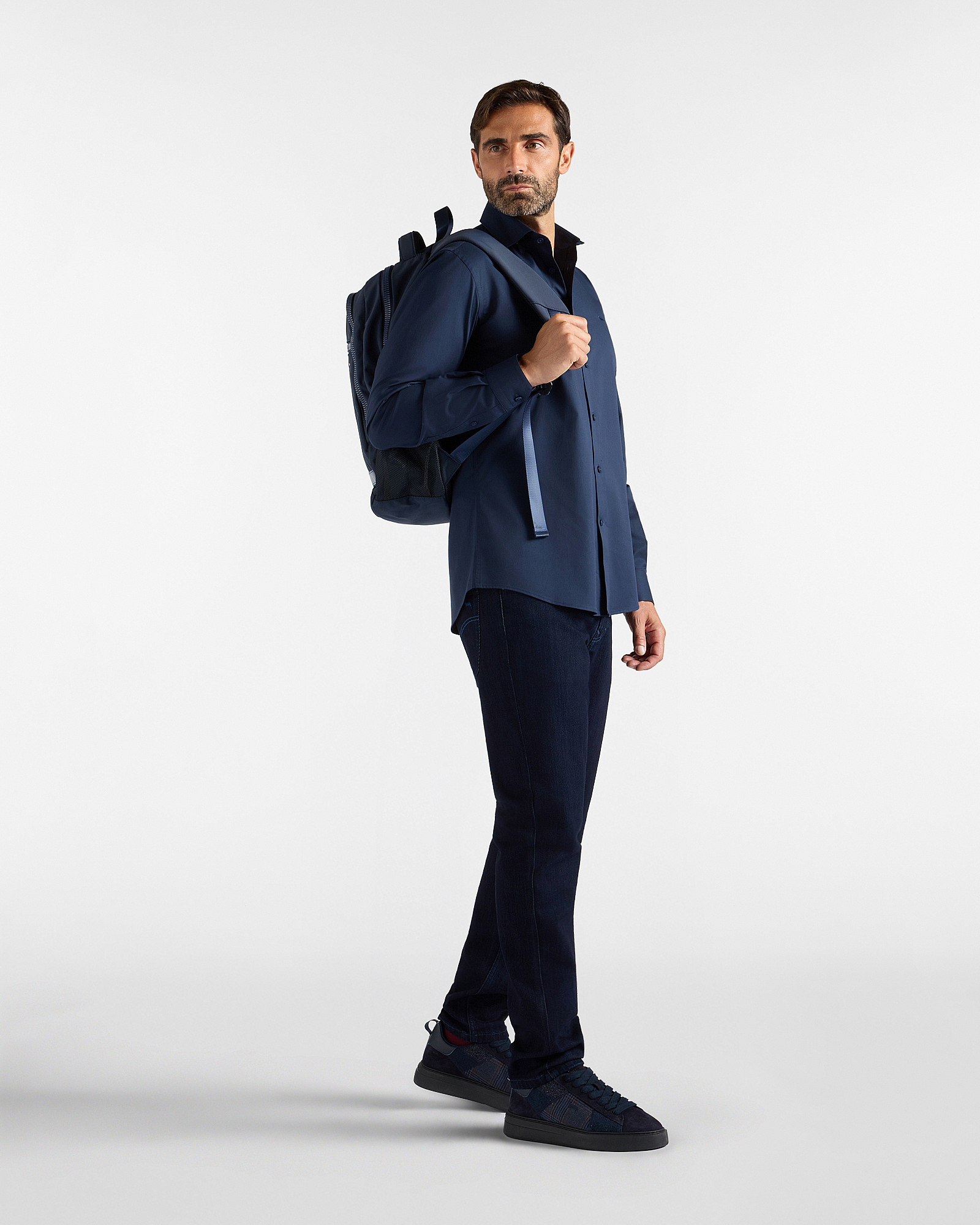 Men's narrow-fit shirt in technical twill, OCEAN, large image number 3