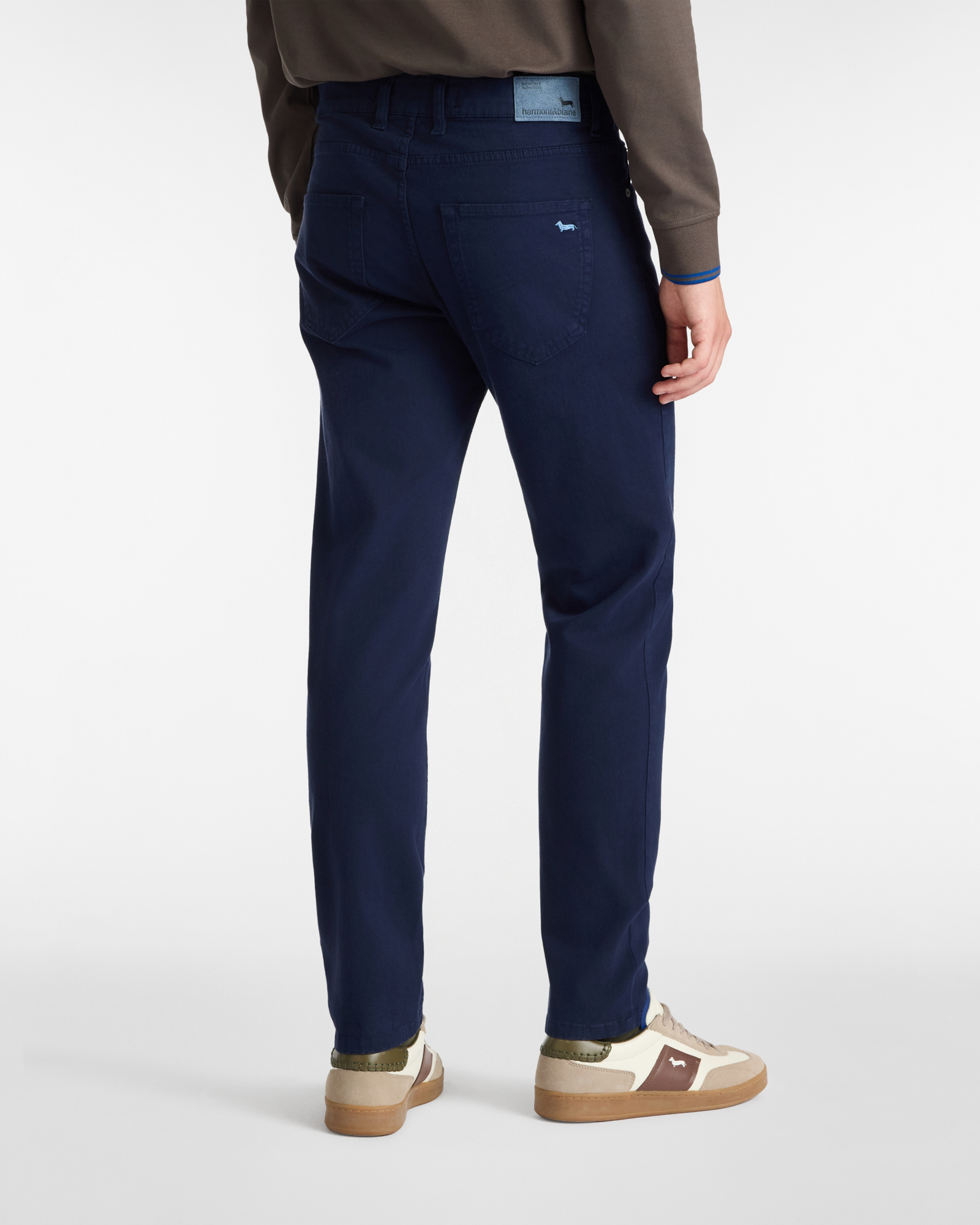 Narrow Fit Gabardine Pants, Navy Blue, large image number 1