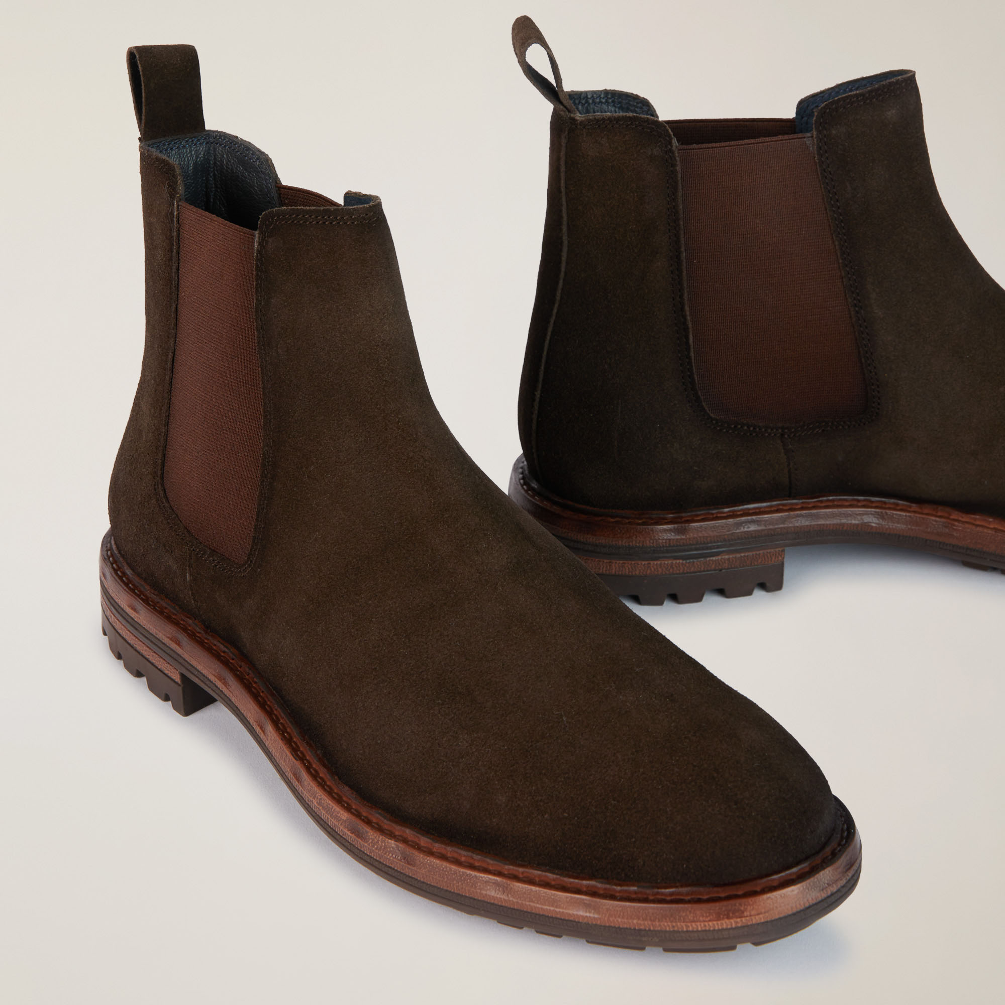 Stivaletto Chelsea In Pelle Scamosciata, Marrone Scuro, large image number 3