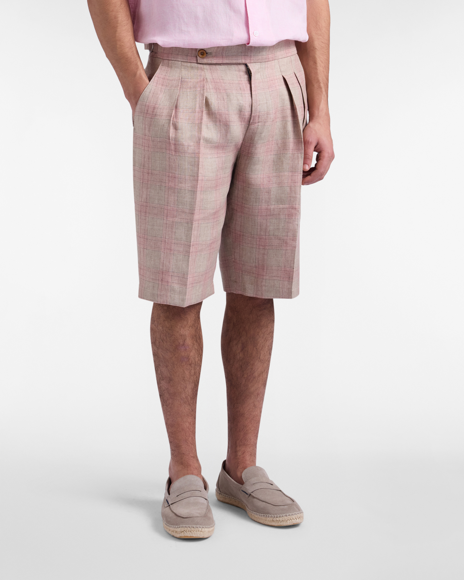 Men's Craftsmanship in Color capsule check Bermuda shorts, Beige, large image number 0
