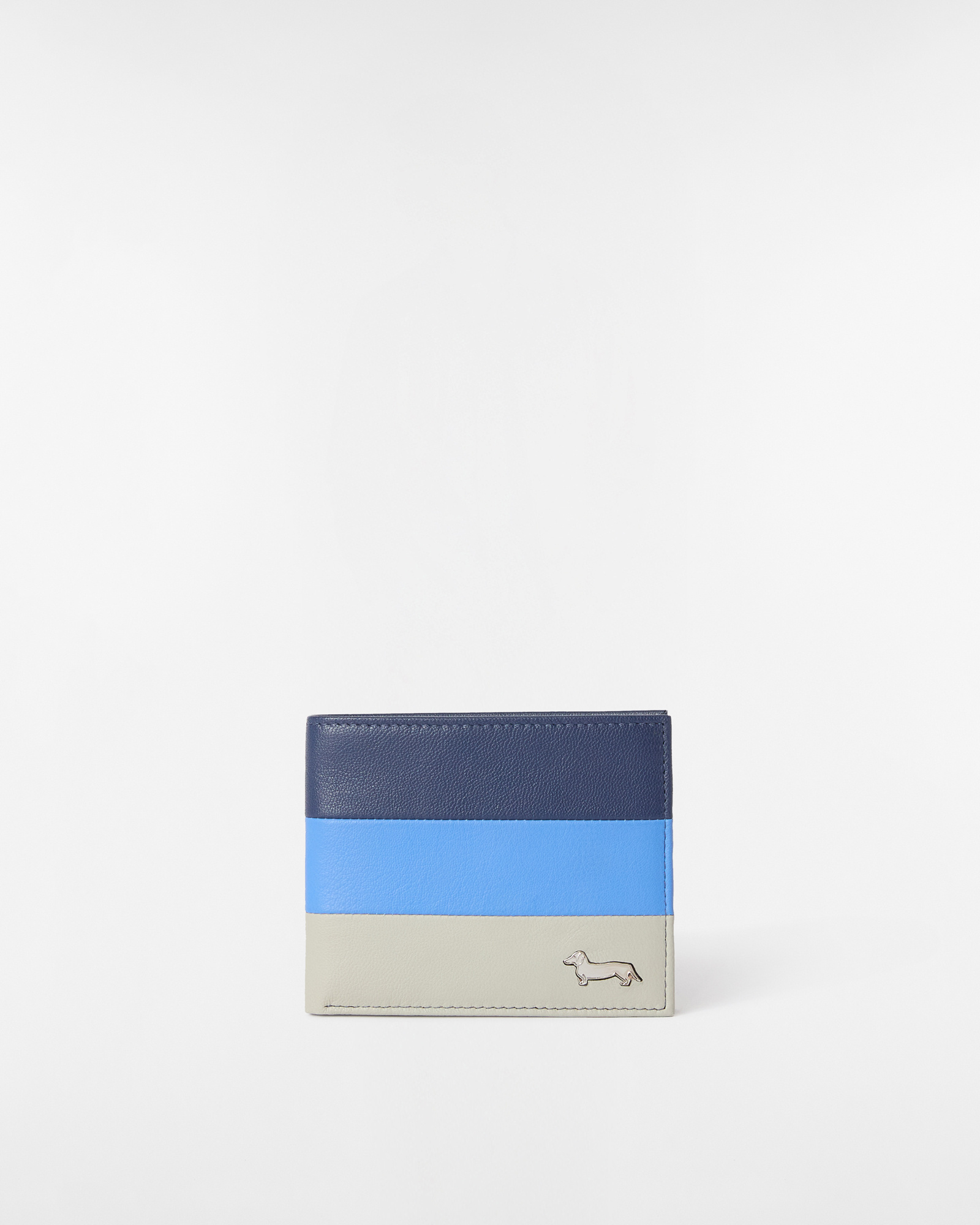 Leather Wallet with Straps, Navy Blue, large