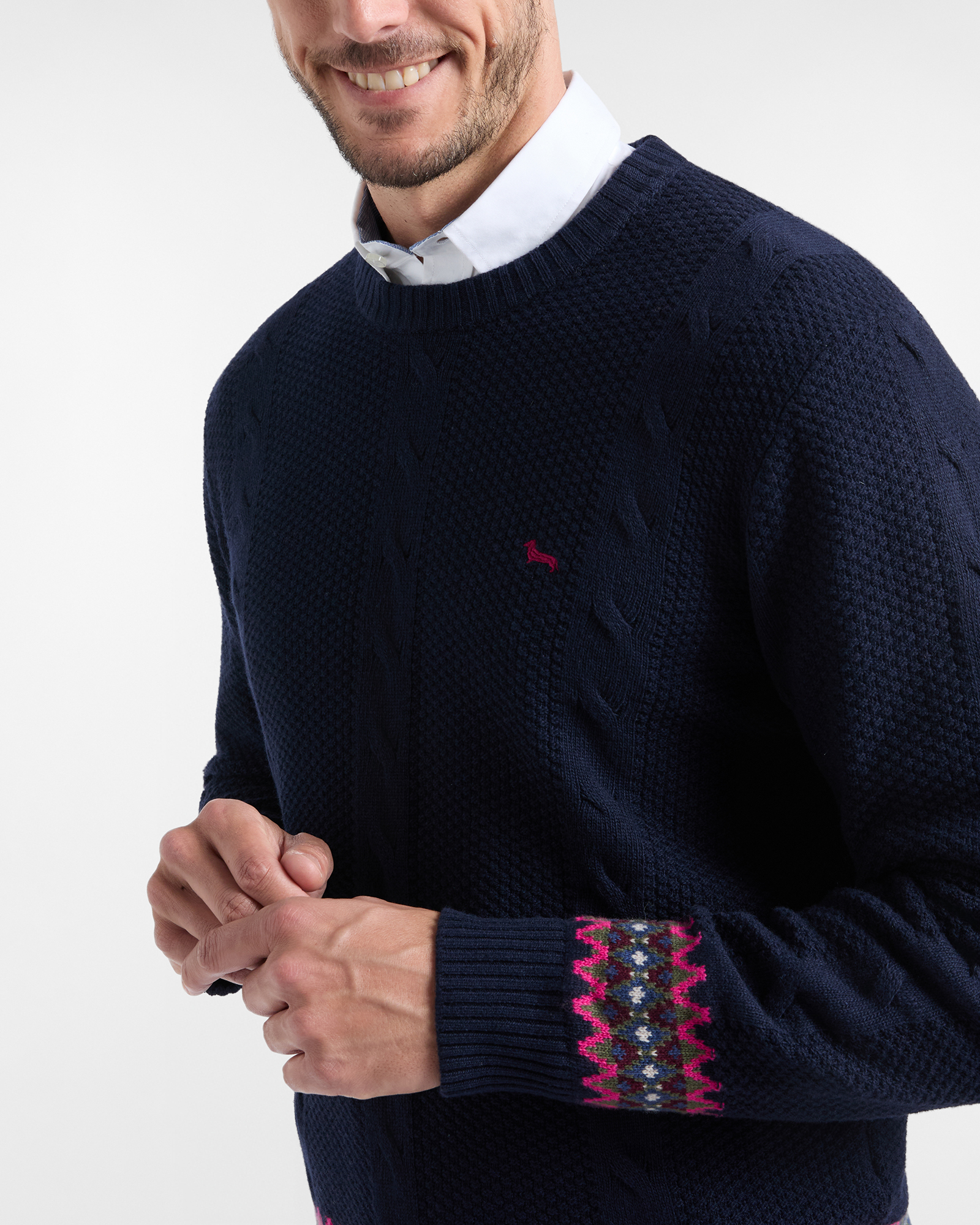 Men's Made in Italy regular fit sweater in wool blend, SPORT BLUE, large