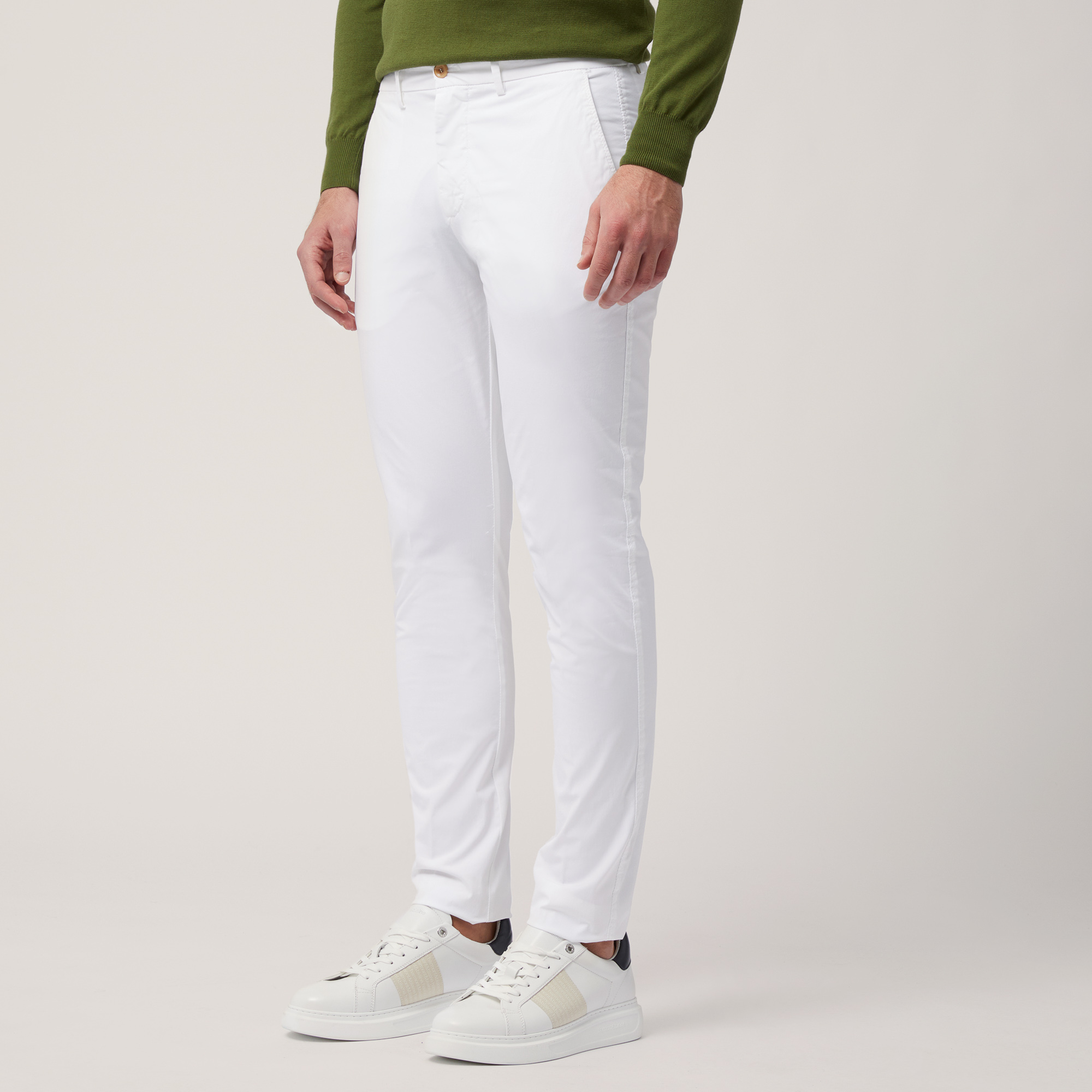 Narrow Fit Chino Pants, White, large