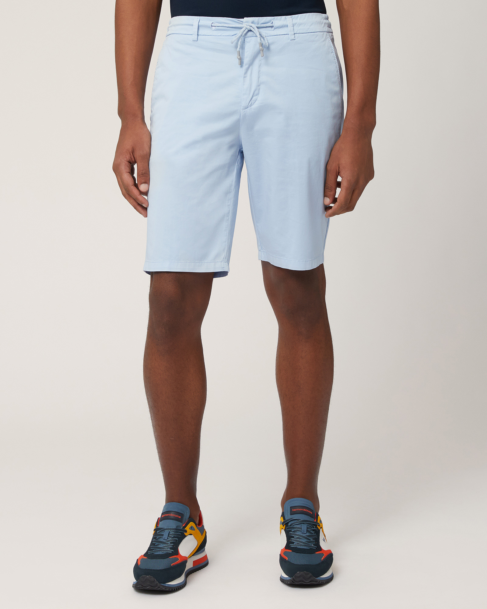 Cotton Bermuda Shorts with Drawstring, Light Blue, large