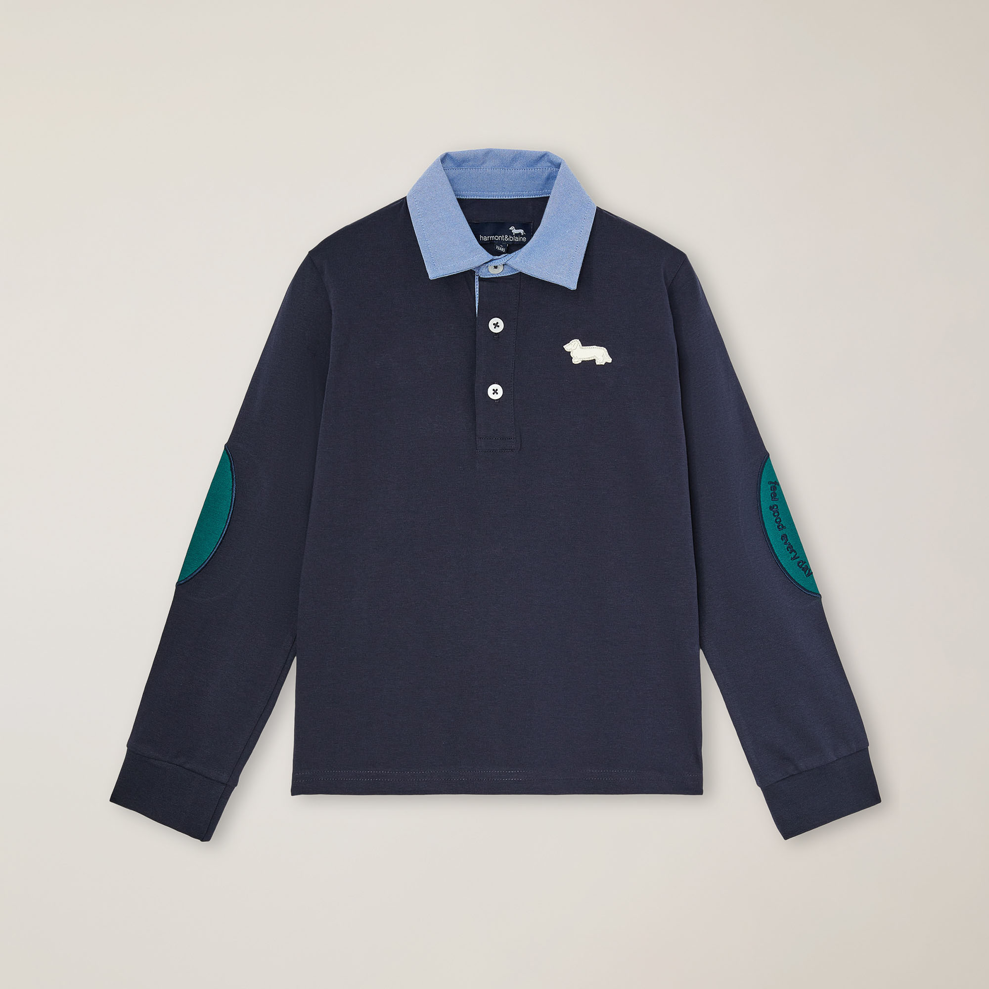Polo de punto grueso con coderas, Azul marino, large image number 0