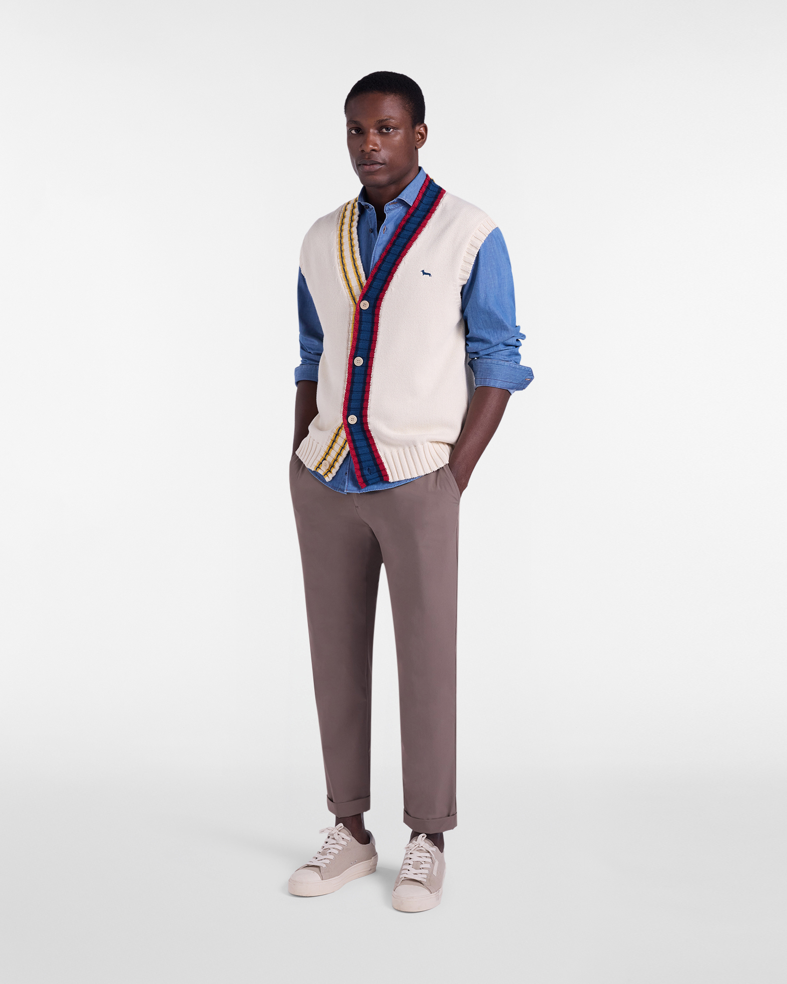 Men's D-Fit chino pants with elasticated waistband, Gray, large image number 3