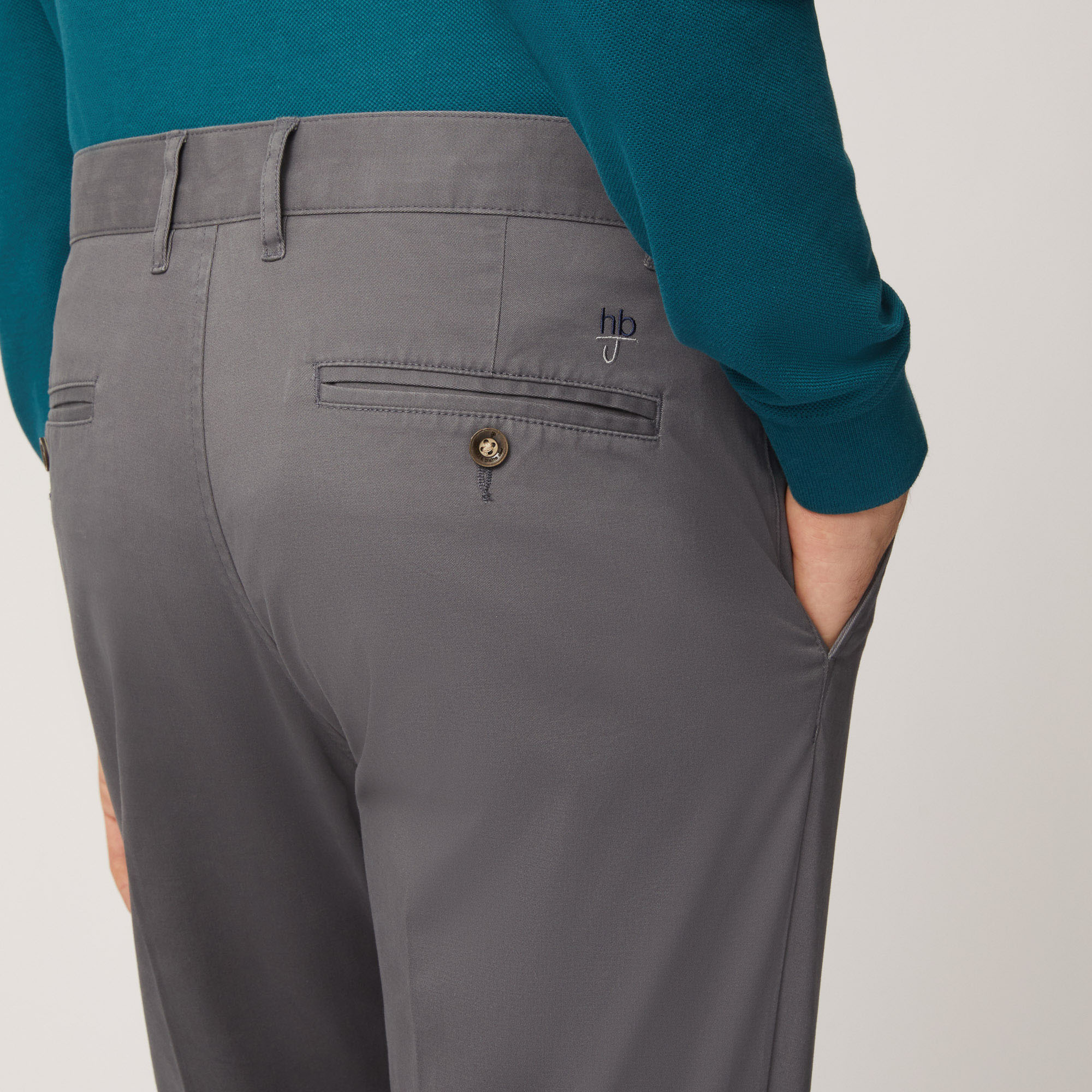 Pantalone Chino Narrow In Twill Leggero Di Cotone , Grigio, large image number 2