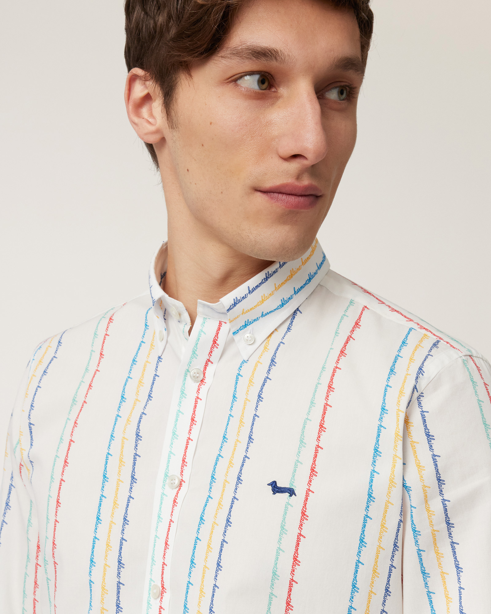 Striped Shirt with Lettering, White, large image number 2