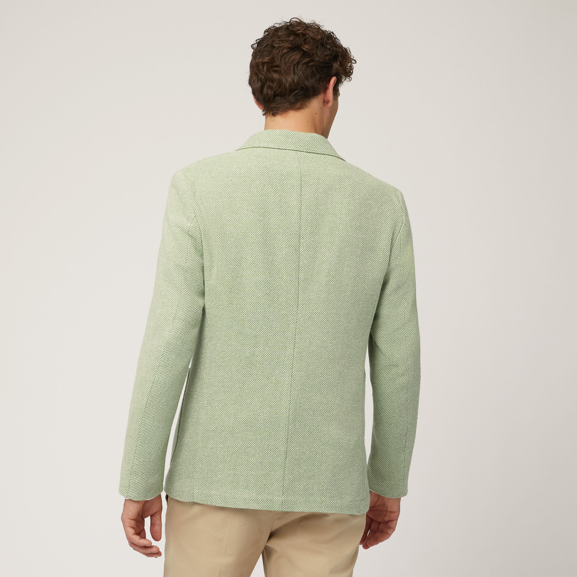 Cotton and Linen Jacket with Pockets and Breast Pocket