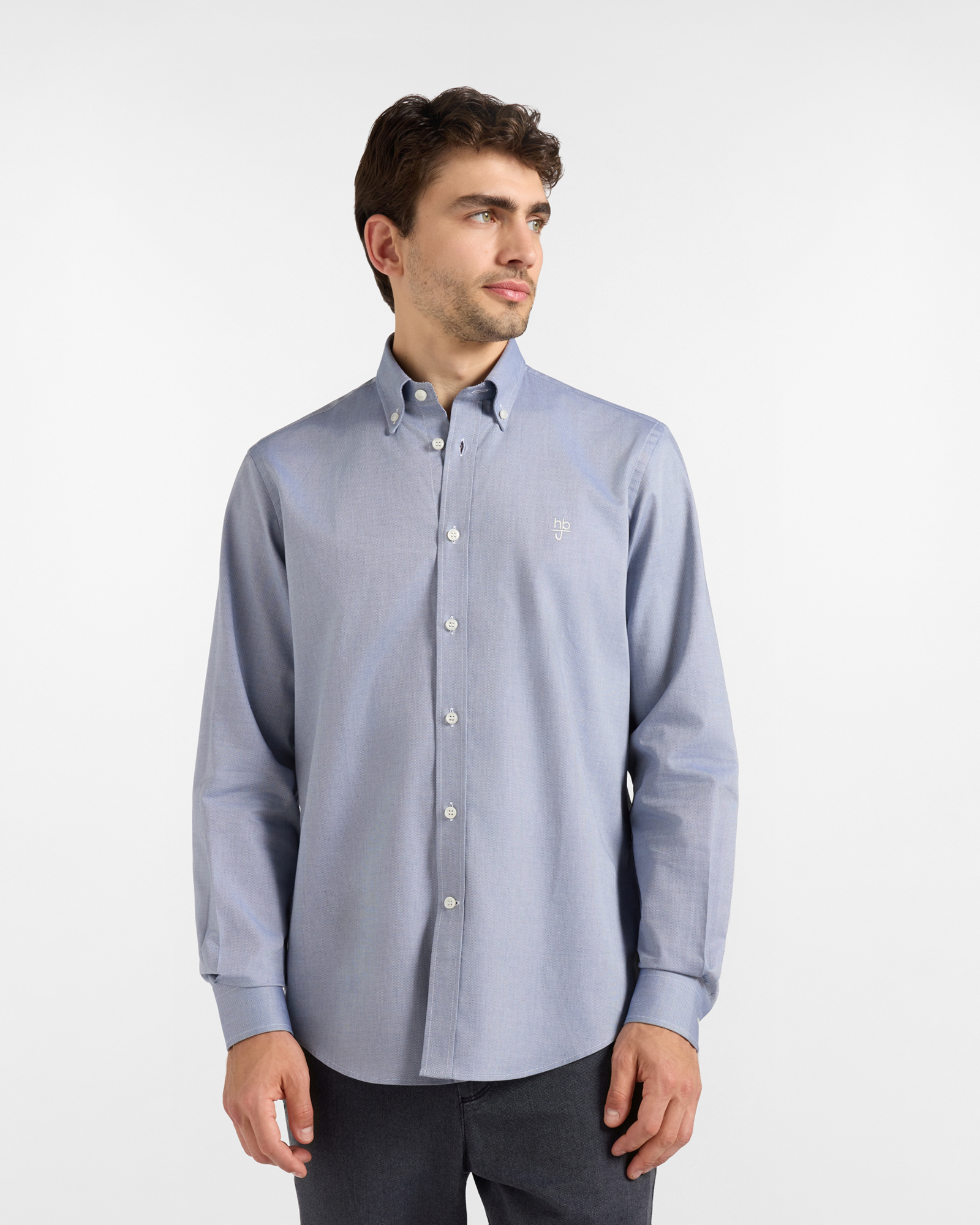 HBJ Men&rsquo;s Regular Fit Shirt with Monte Carlo Collar in Pure Light Blue Cotton