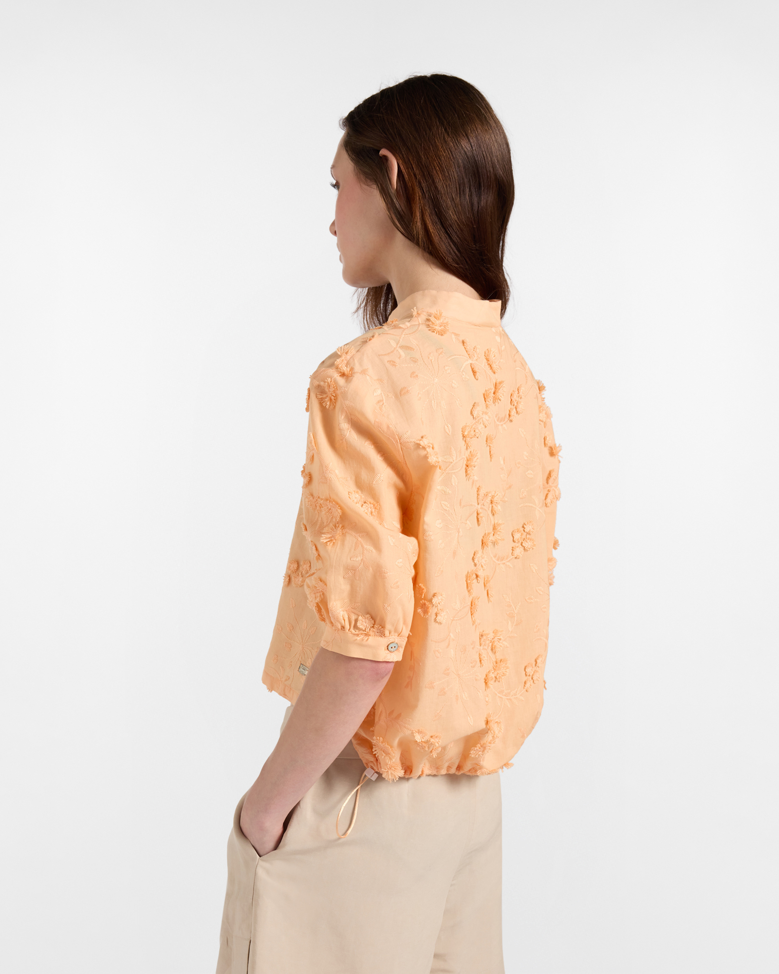 Camicia Over Donna con Manica a Sbuffo in Cotone