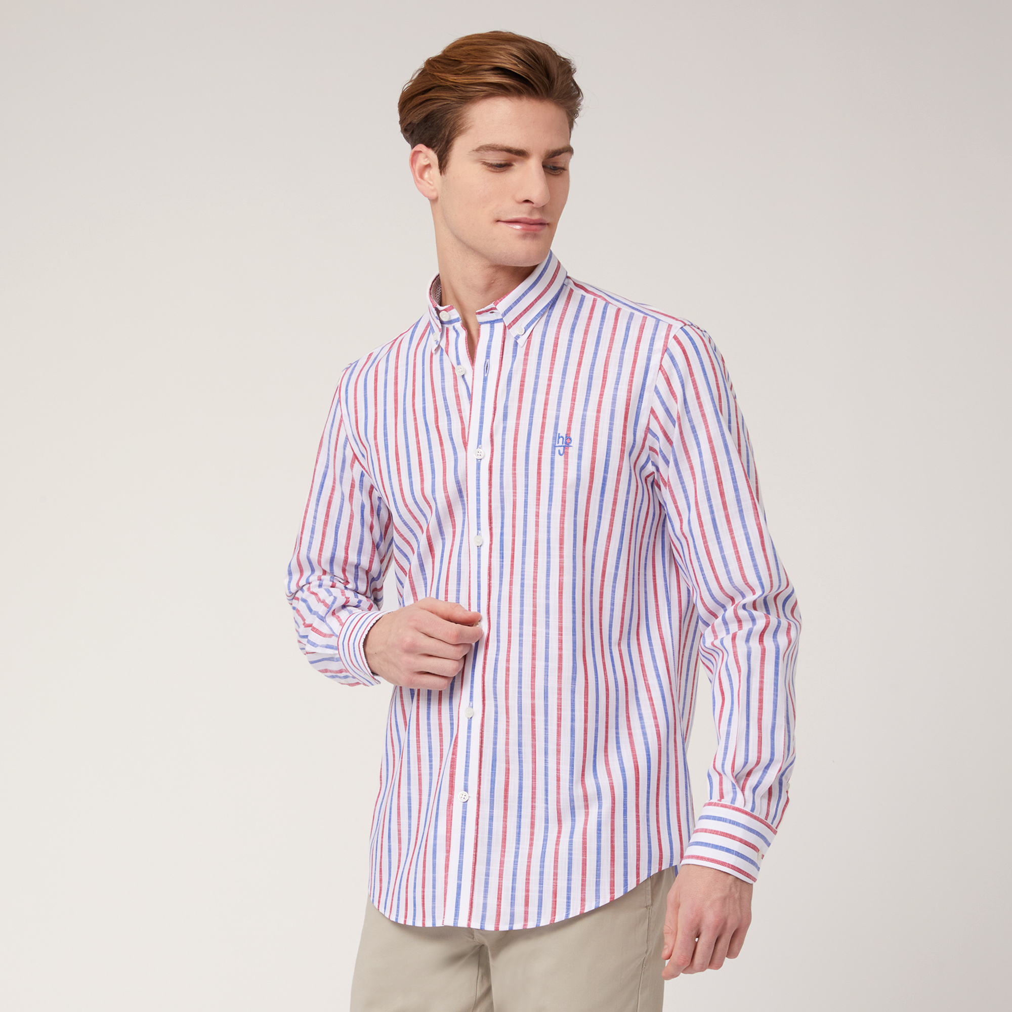 Camicia A Righe Multicolor, Rosso, large image number 0