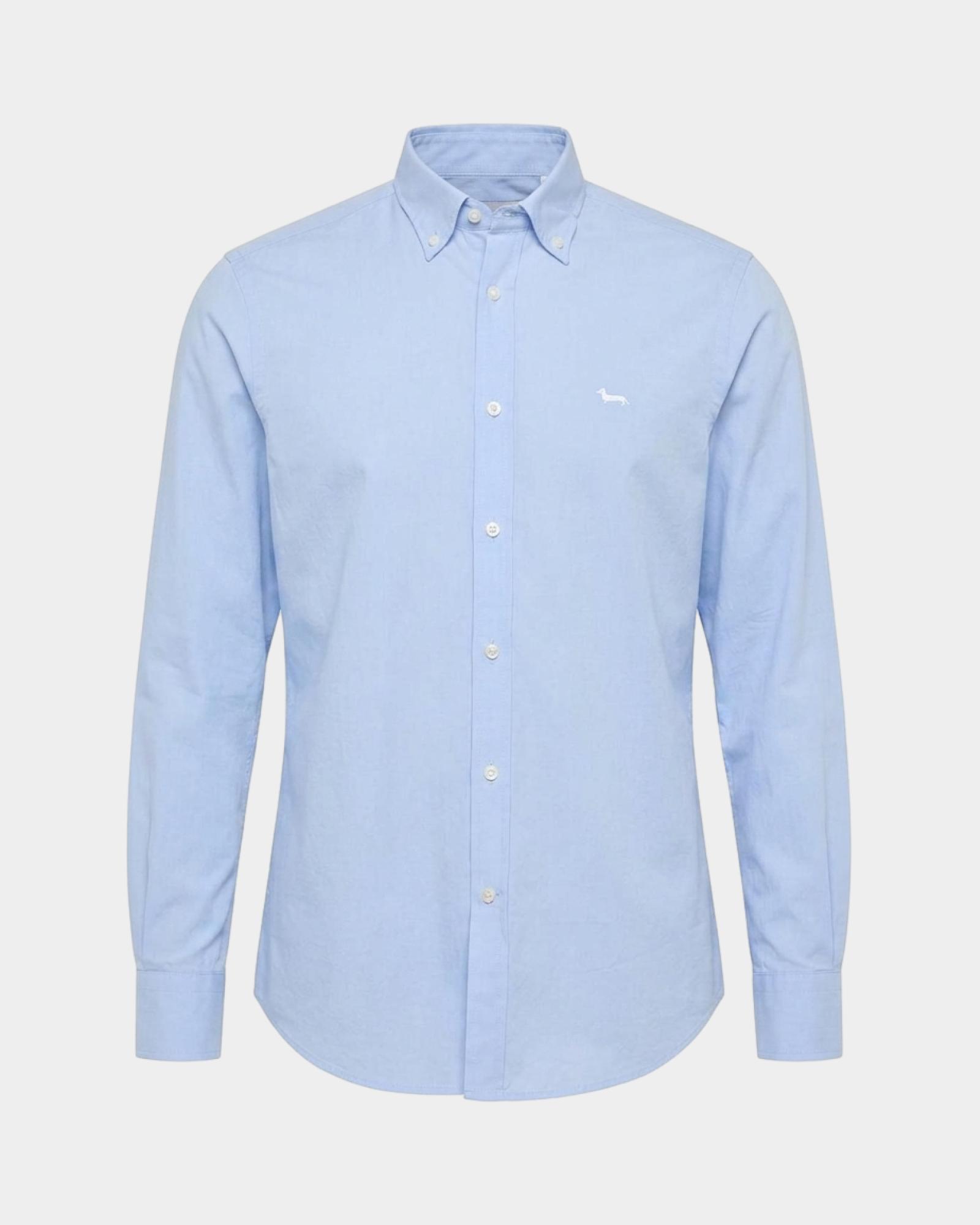 Men's regular-fit end-on-end fabric shirt, SKY, large