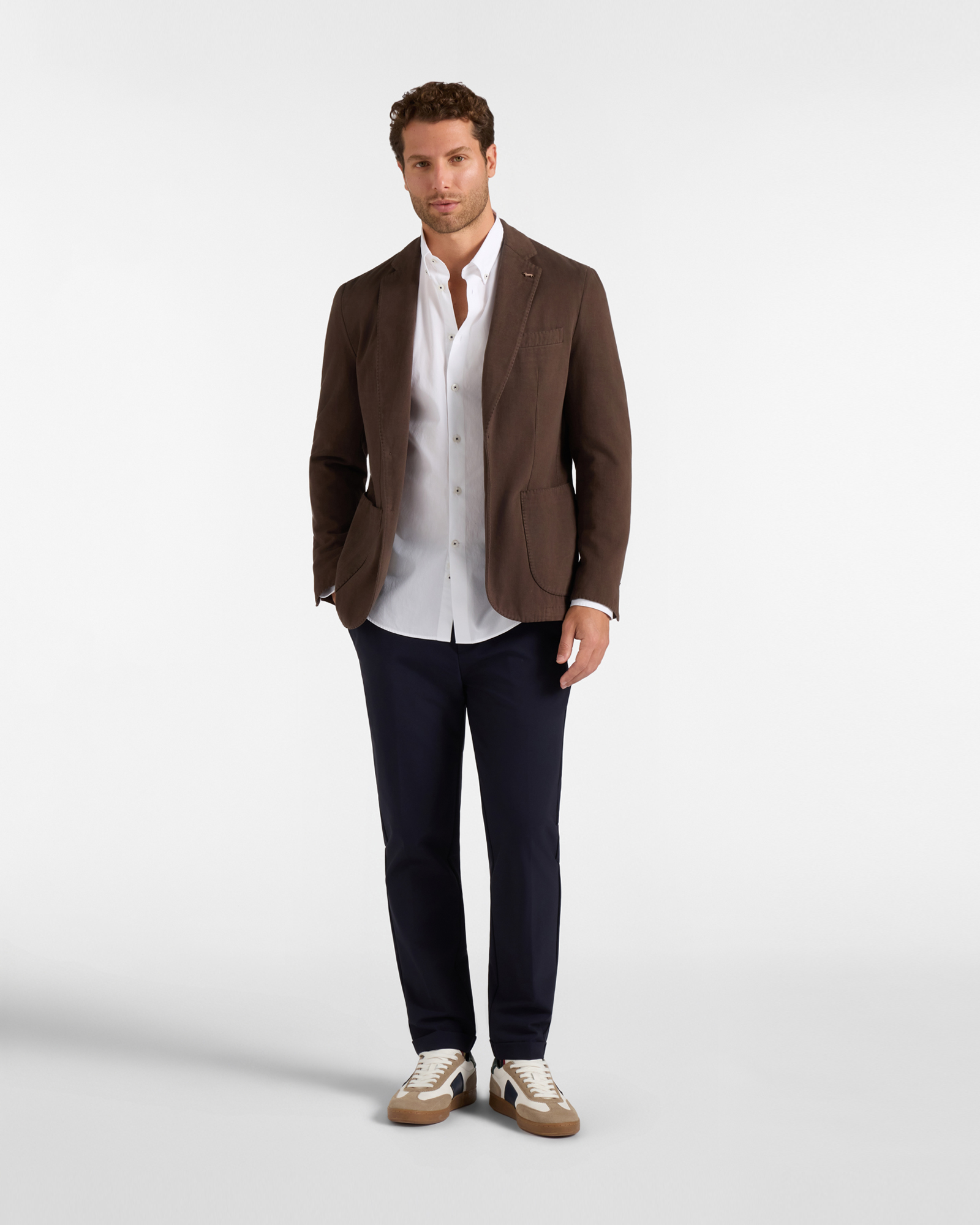 Men&rsquo;s dark and cashmere blend jacket, DARK BROWN, large