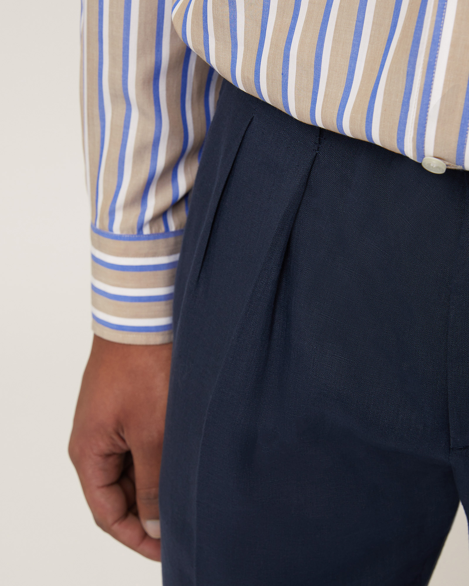 Linen Chino Pants, Navy Blue, large image number 2
