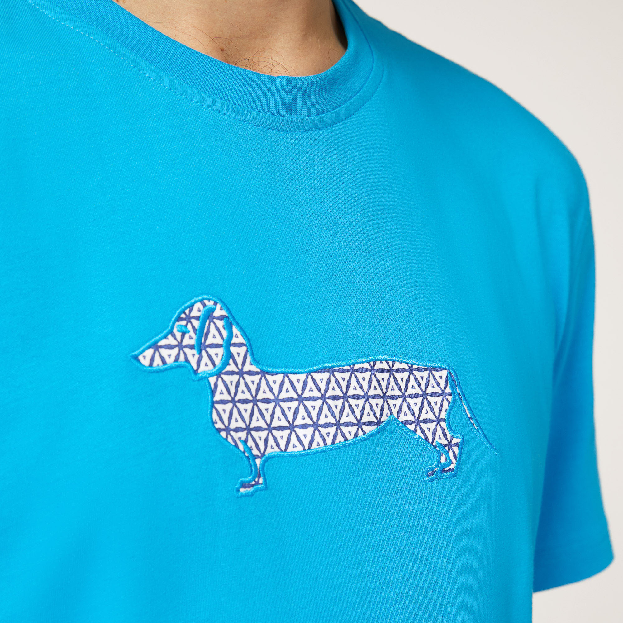 Camiseta con teckel grande estampado, Azul, large image number 2