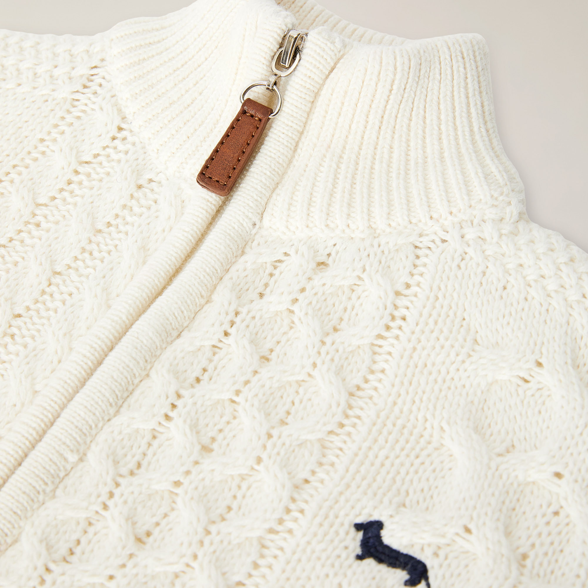 Cardigan Trecce Patchwork , Bianco Latte, large image number 2