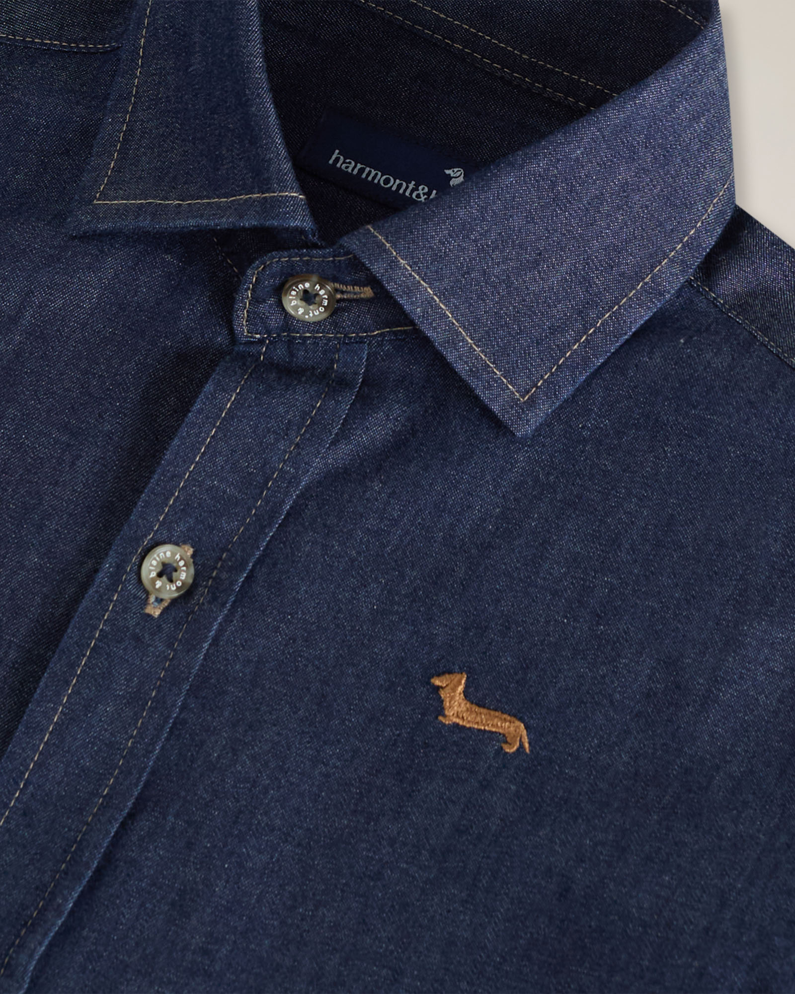 Denim shirt with embroidered dachshund, Denim Blue, large image number 2