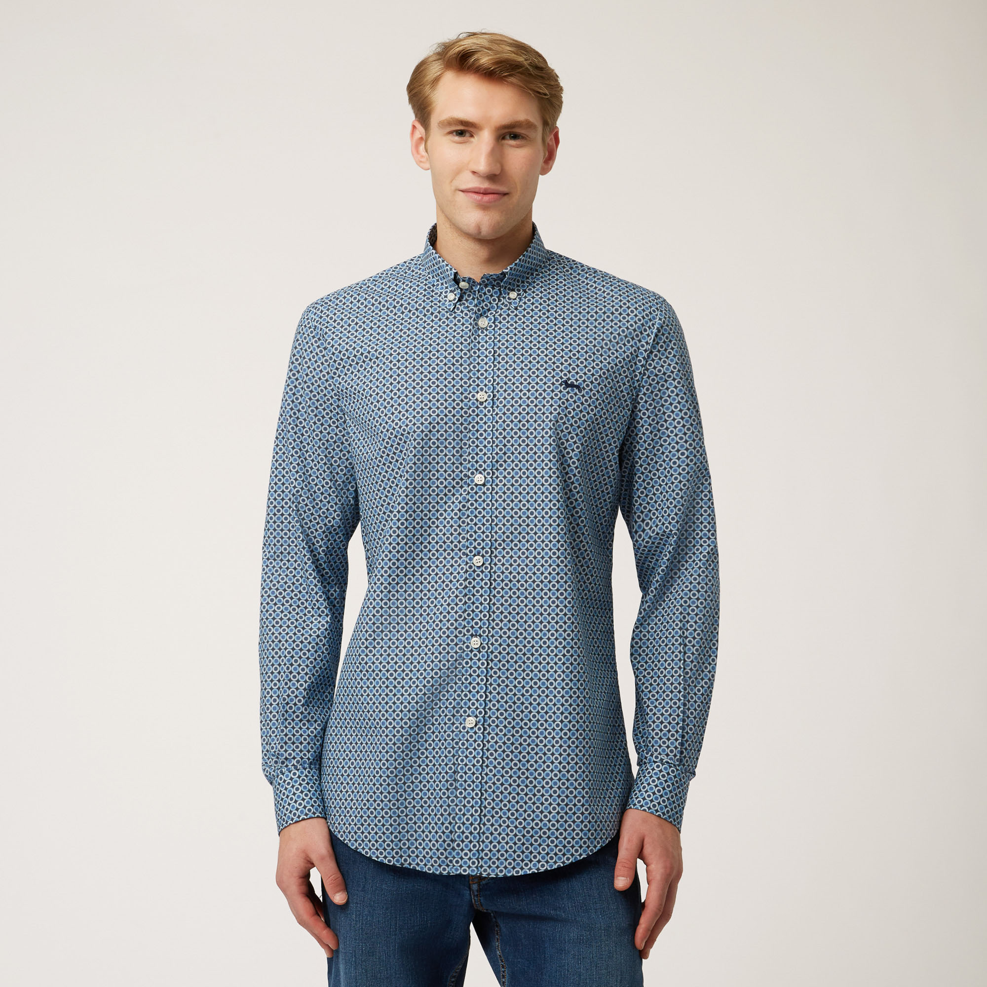Cotton Shirt With Pattern All Over, Blue, large image number 0