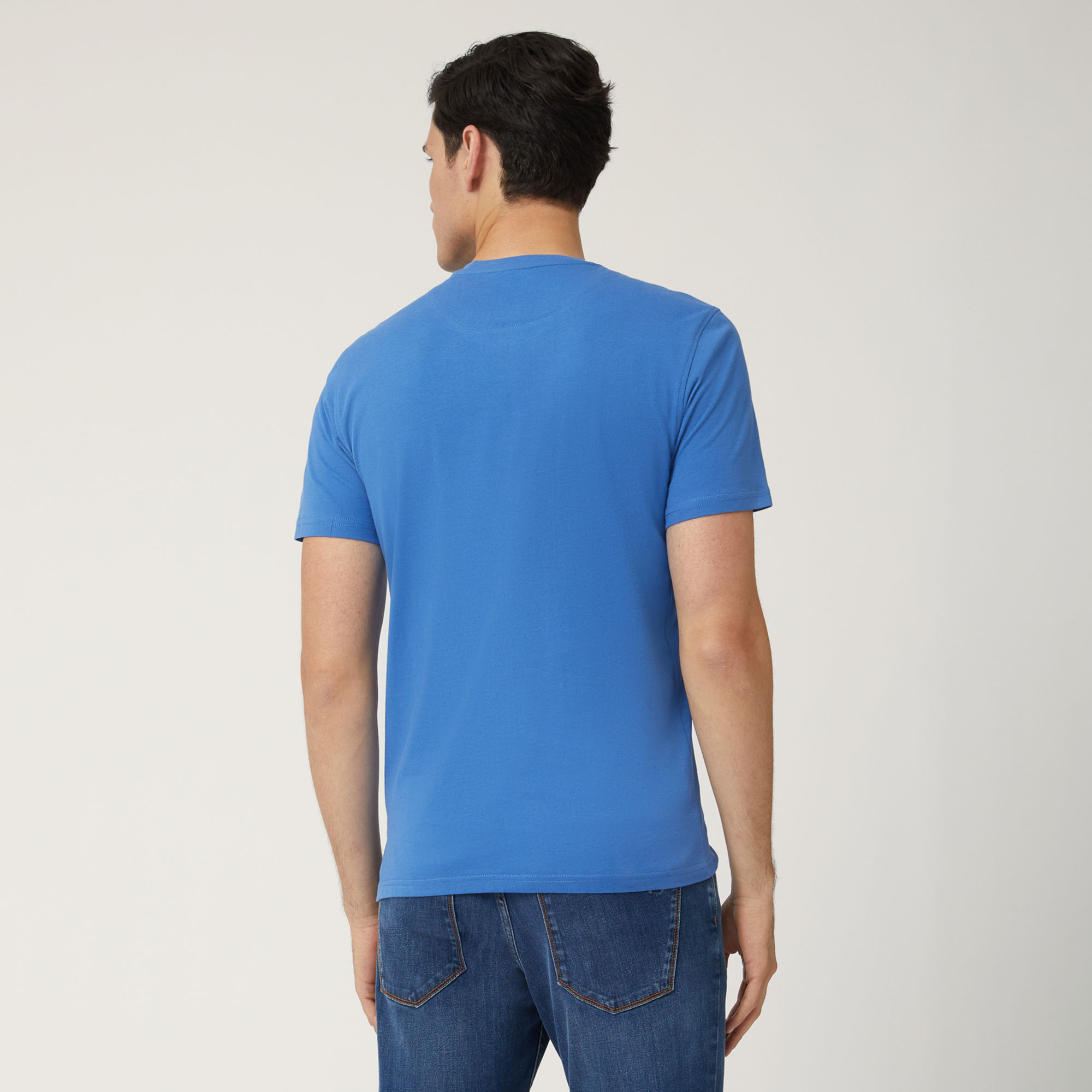Cotton Jersey T-Shirt, Blue, large image number 1