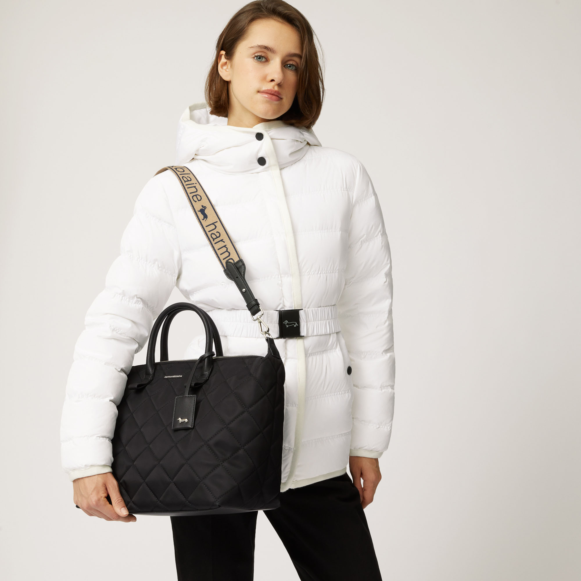 Quilted Shopper Bag With Removable Shoulder Strap, Black, large image number 2