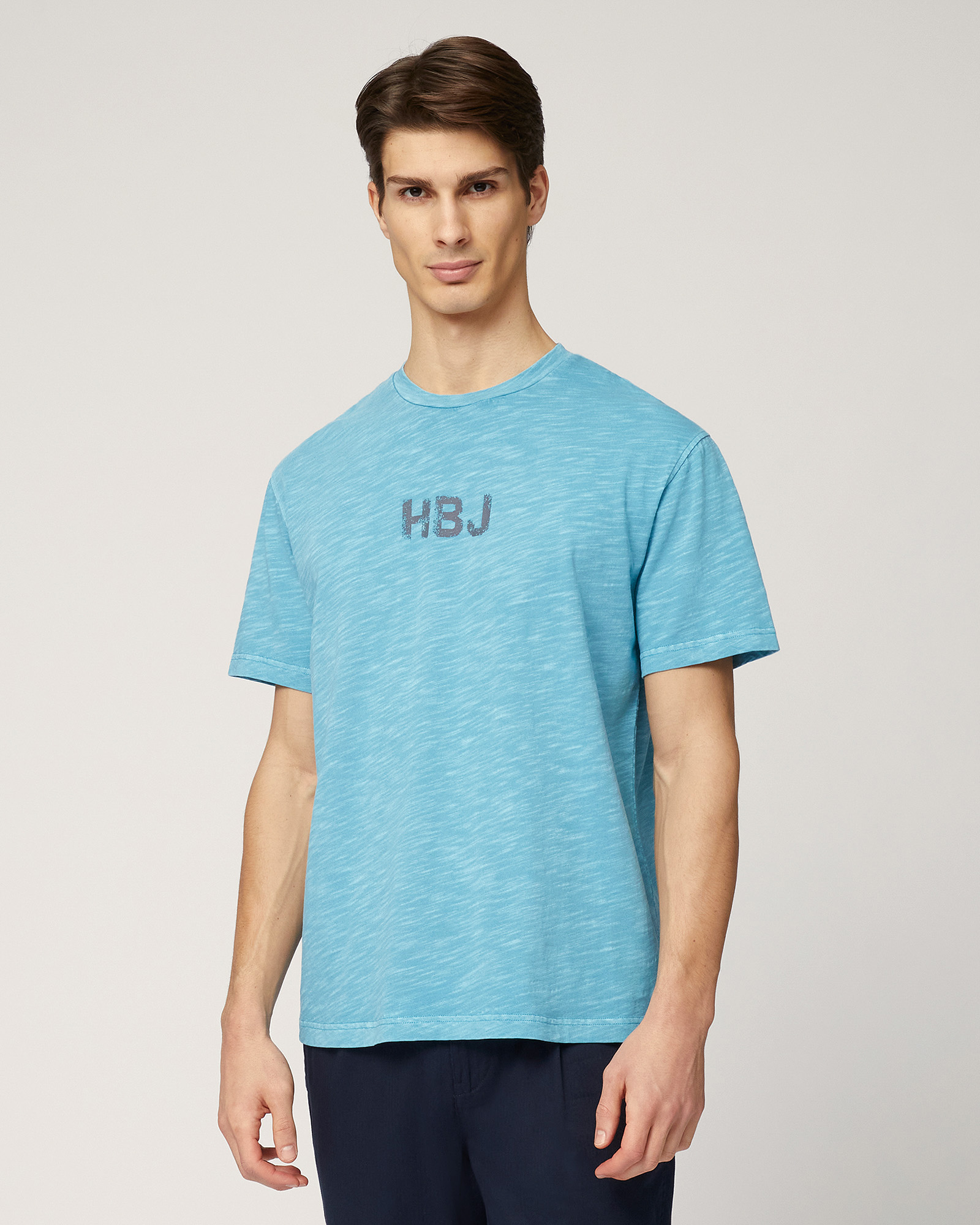 T-Shirt Distressed Fit Logata, Verde Pavone, large