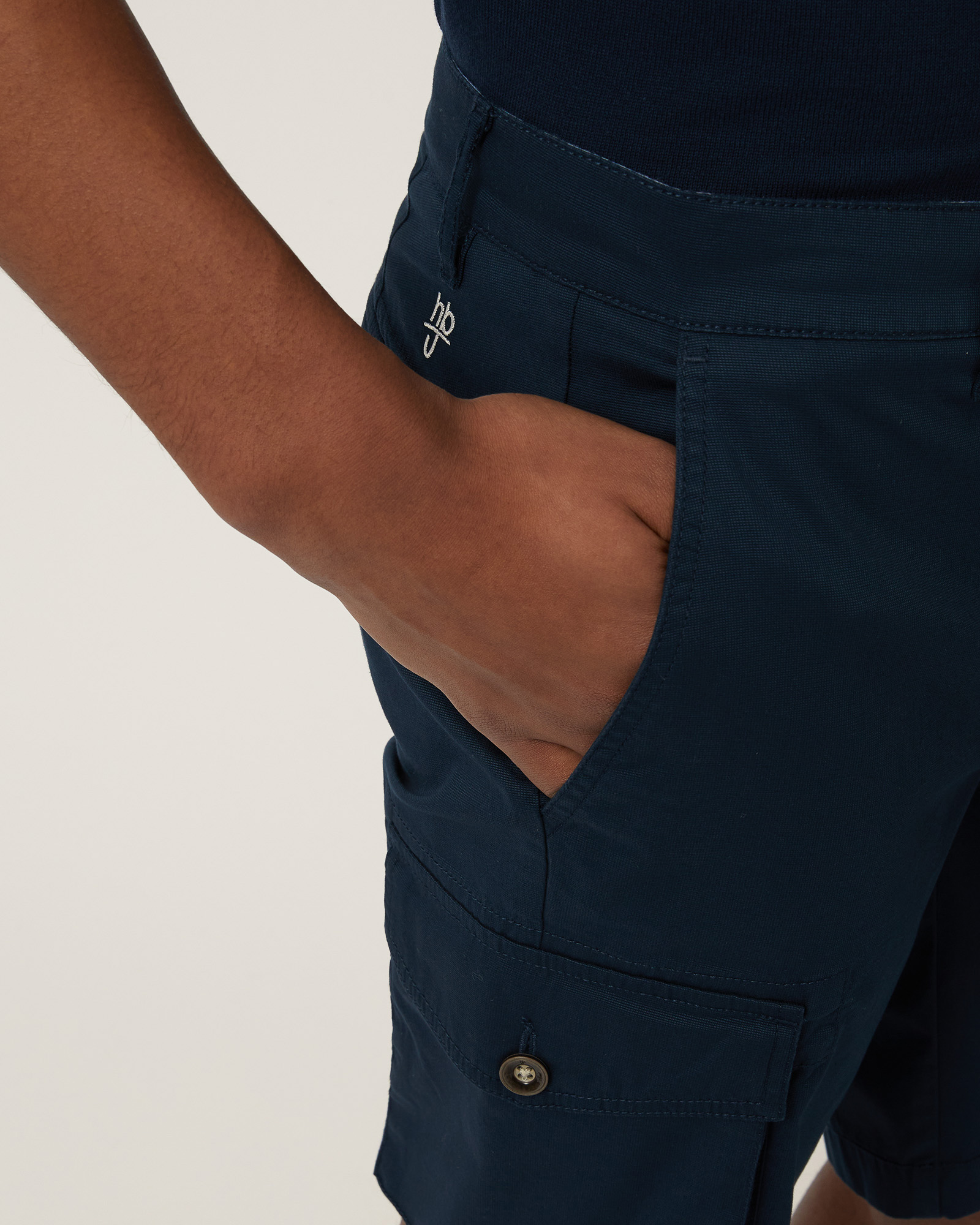 Bermuda Cargo Cotone Stretch, Blu Scuro, large image number 2